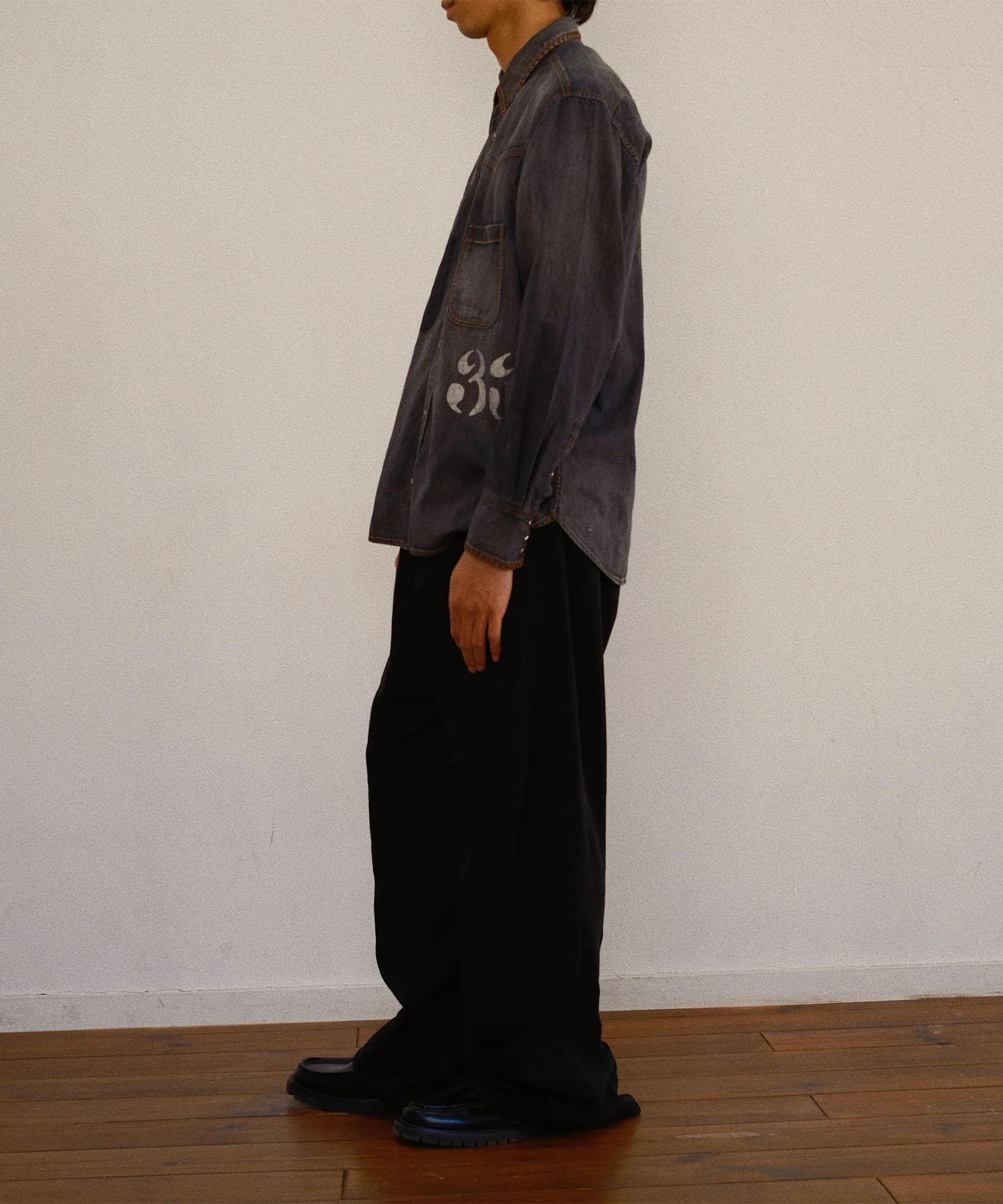 Hand-Embroidered Denim Shirt KHOKI