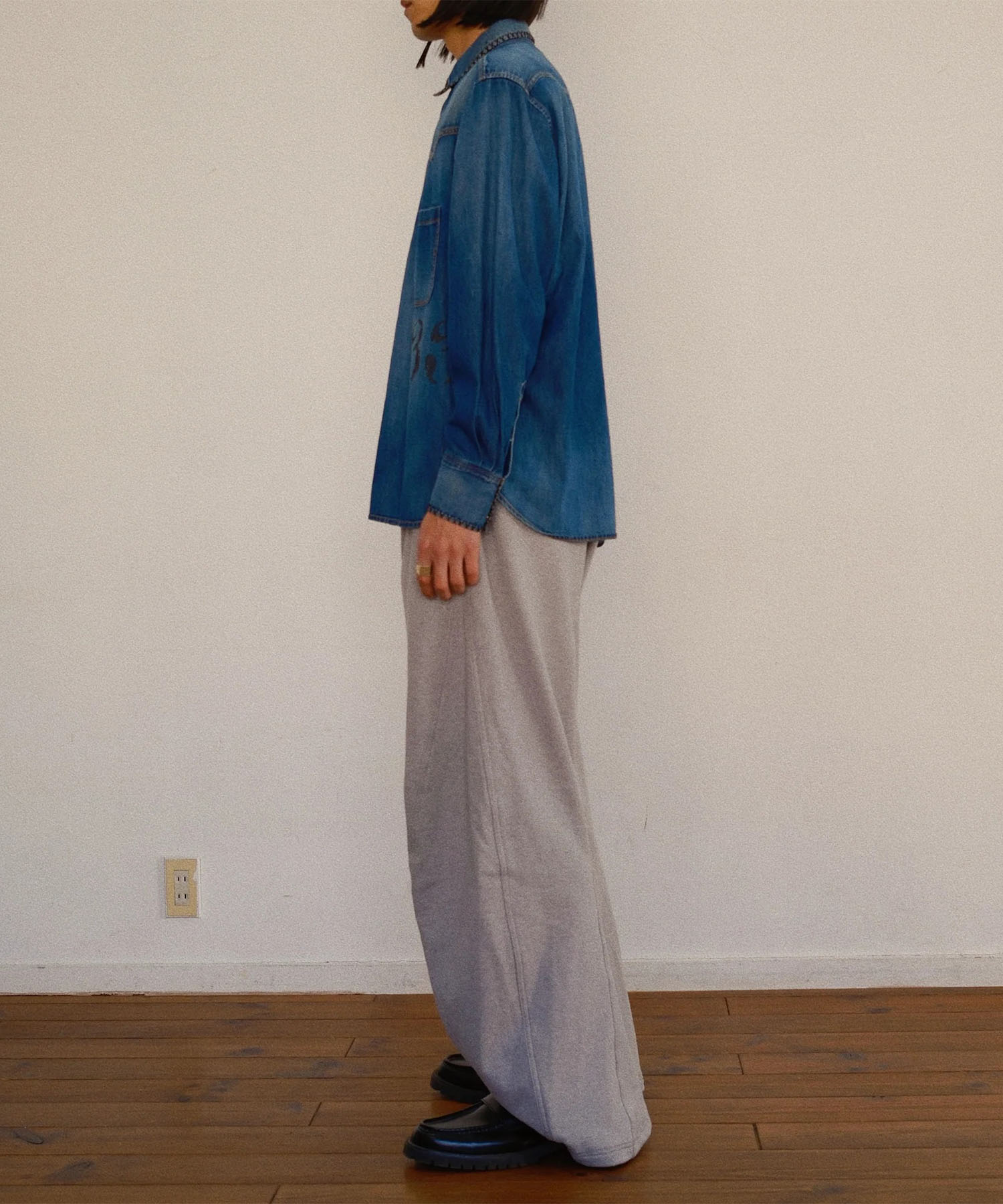 Hand-Embroidered Denim Shirt KHOKI