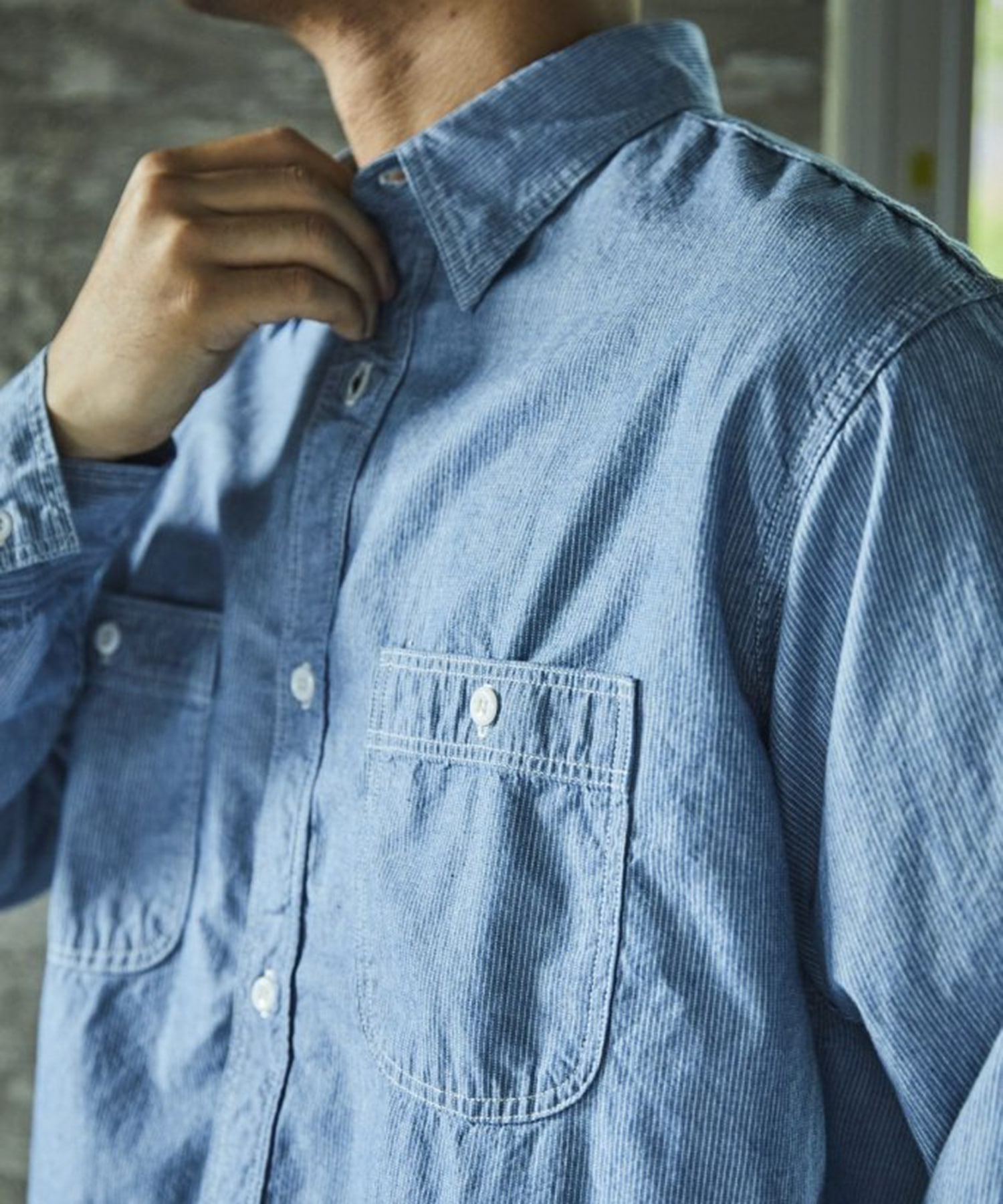 RELAX FIT CHAMBRAY WORK SHIRT orSlow