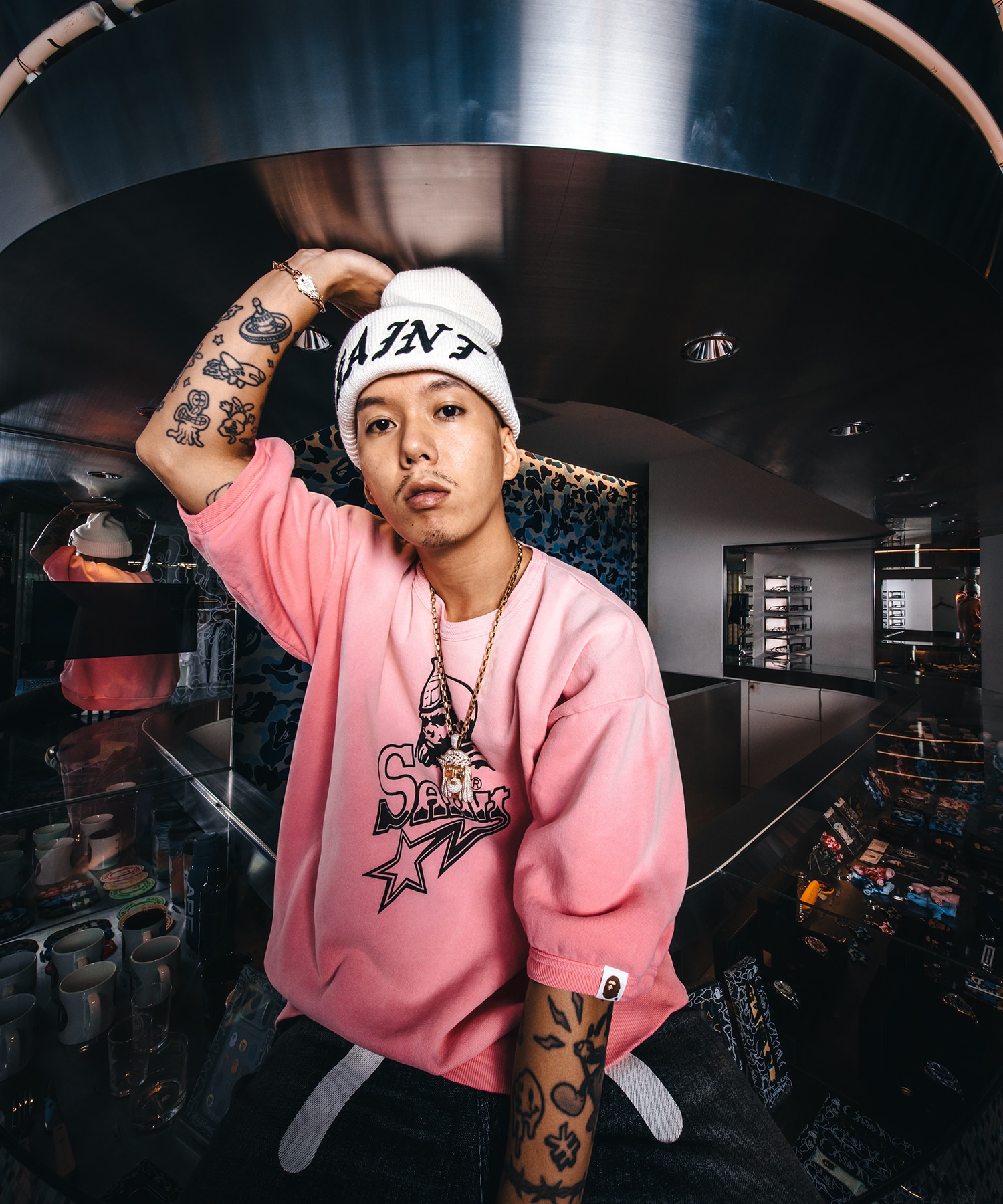 SM-MK8-0000-C51/BAPE_SS CRW N SWT/SNT STAR/PNK SAINT M××××××