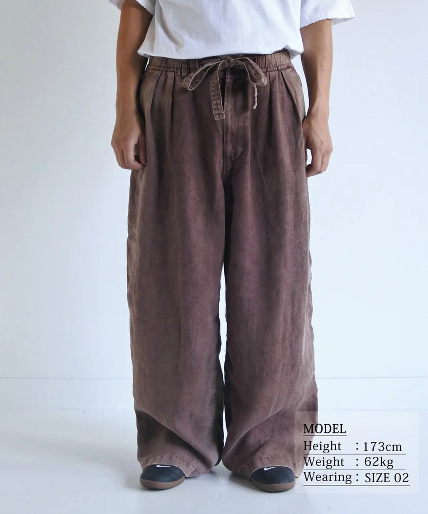FADED SULFUR DYED LINEN WIDE EASY PANTS ANACHRONORM