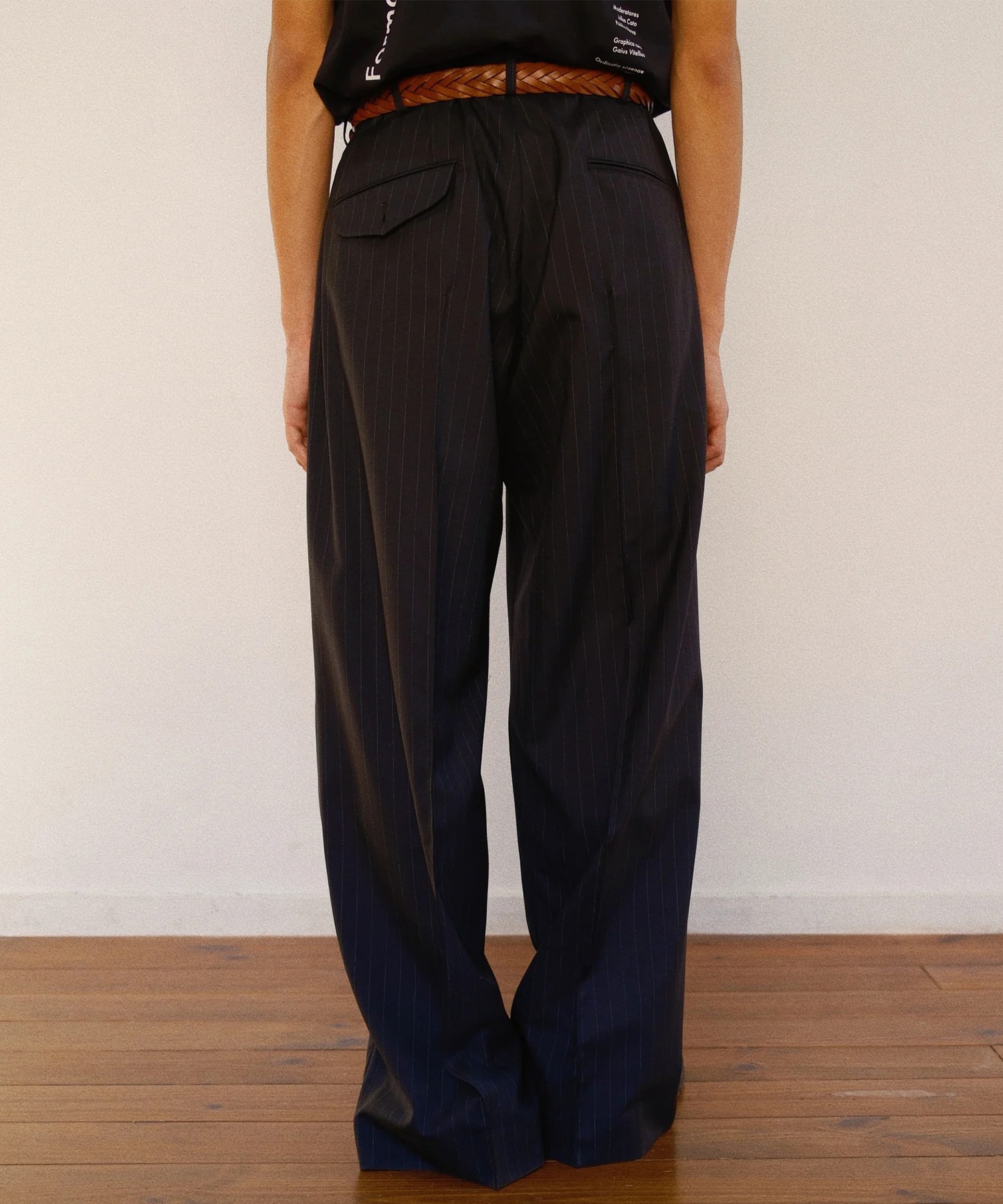 Pleated Stripe Summer Wool Pants KHOKI