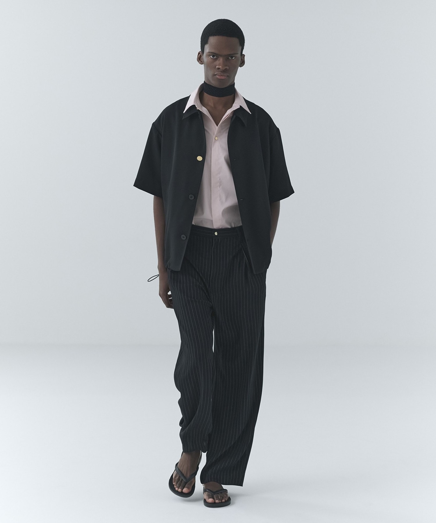 Stripe Double Cloth Tuck Wide Pant CULLNI