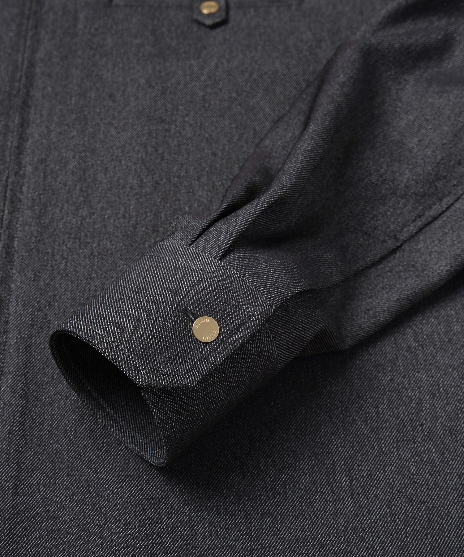 Faux Denim Button-Tab Pocket Zip Up Shirt CULLNI