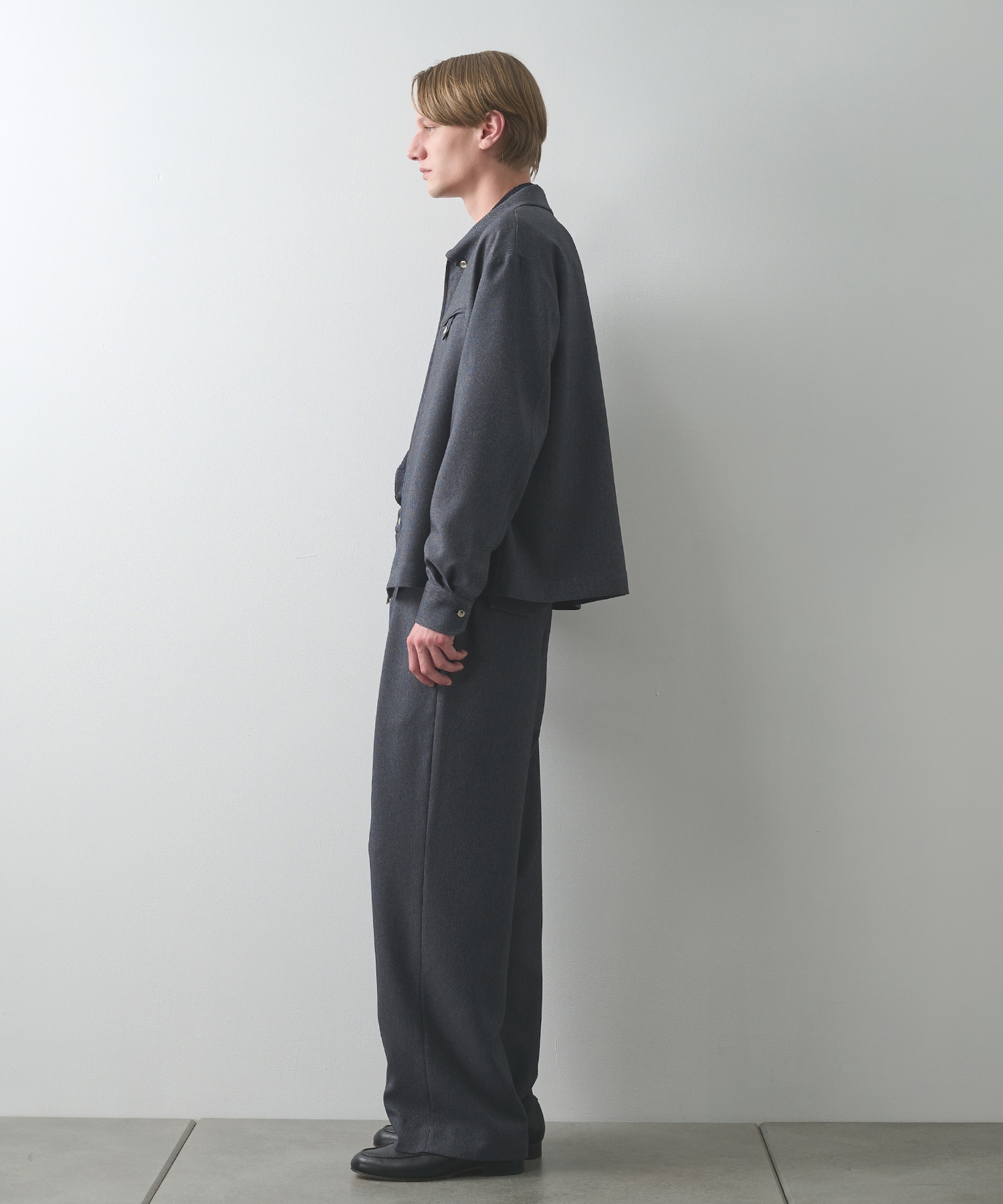 Faux Denim Button-Tab Pocket Zip Up Shirt CULLNI
