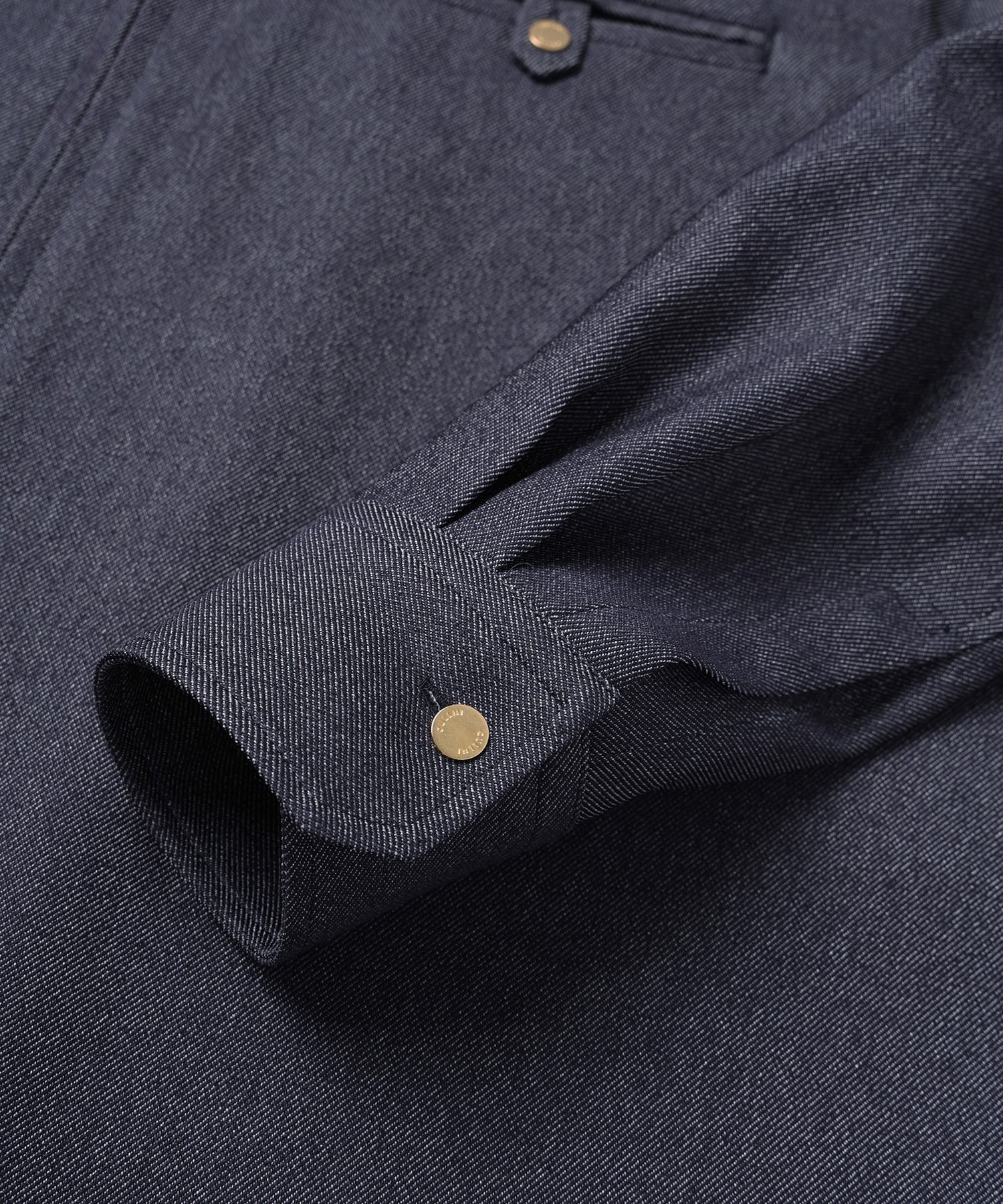 Faux Denim Button-Tab Pocket Zip Up Shirt CULLNI