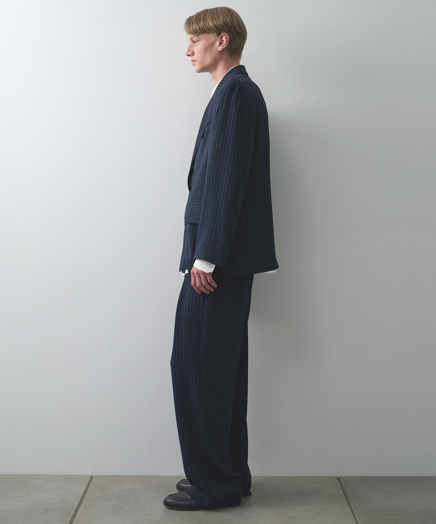 Stripe Double Cloth Button-Tab Pocket Tailored Jacket CULLNI