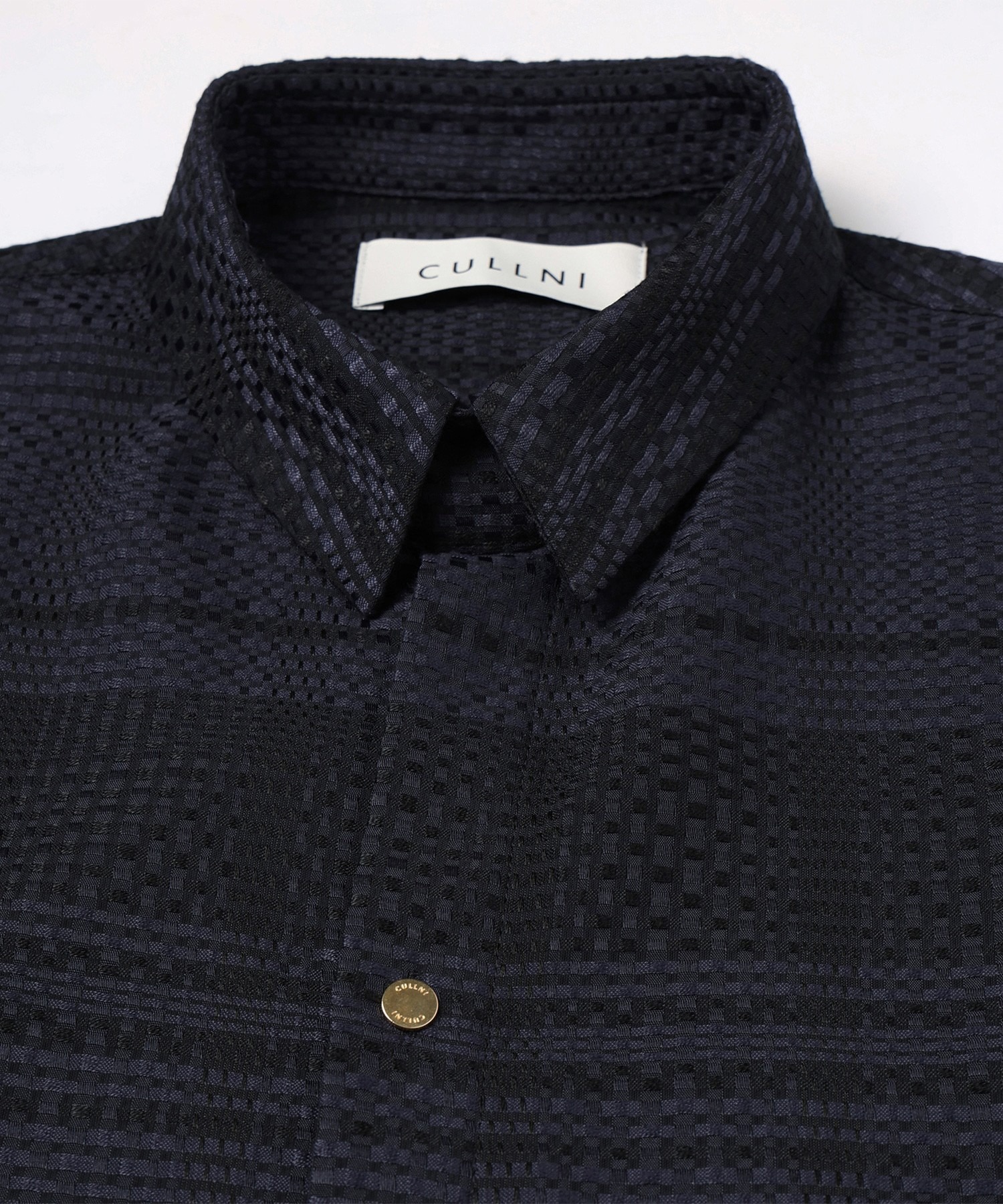 Sheer Tile Check Chin Tab Shirt CULLNI