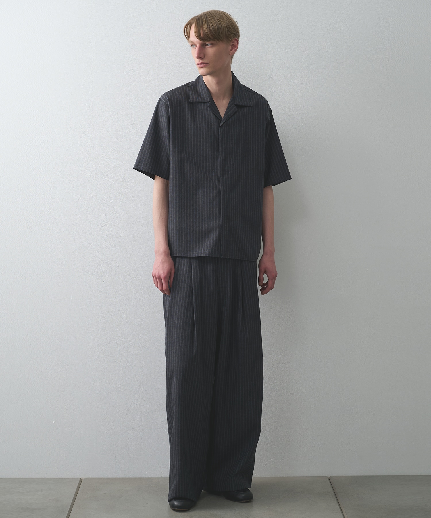 2/72ウールトロピカルワッシャー / フライフロントオープンカラーS/Sシャツ MARKAWARE/marka