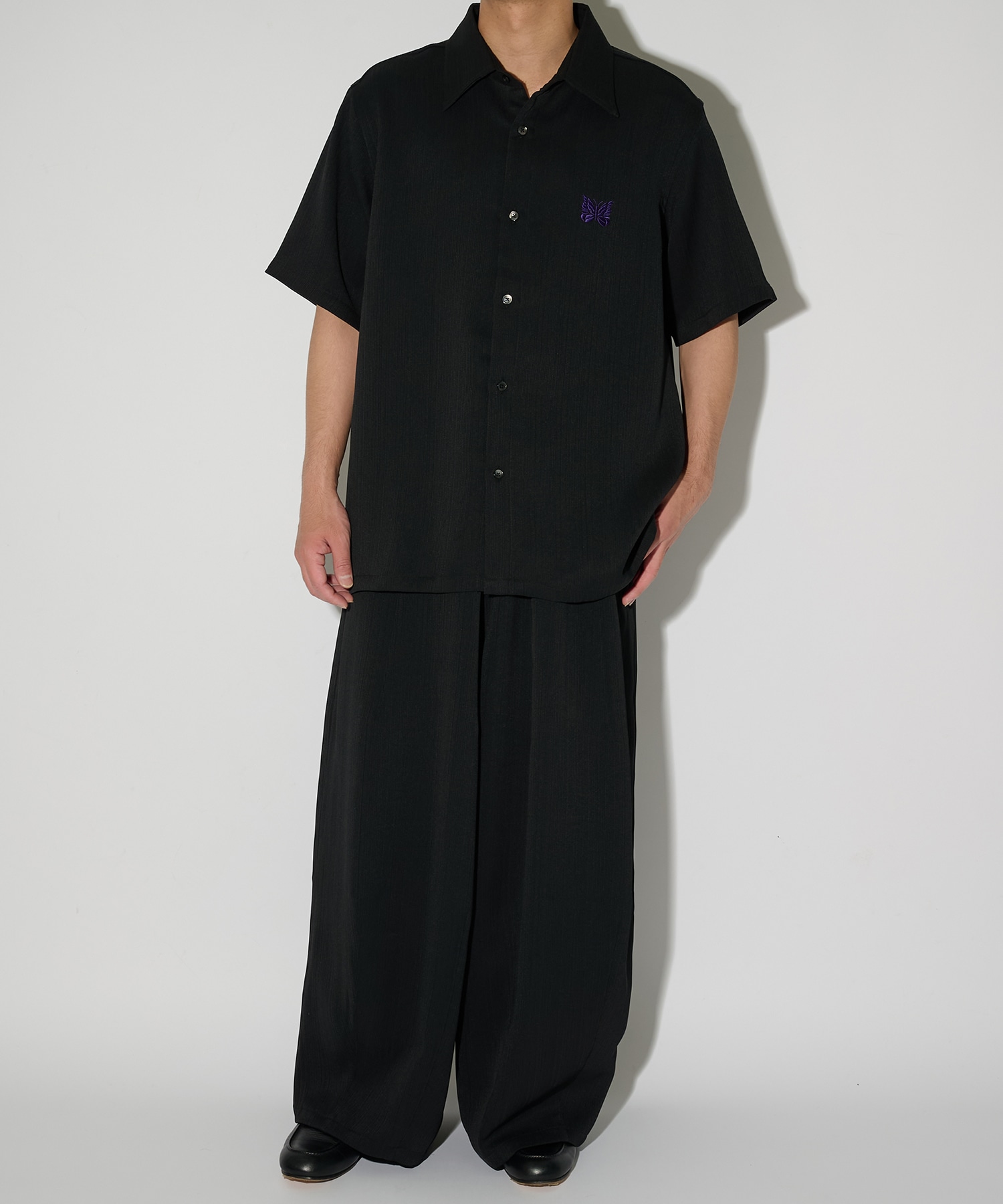 別注 Papillon Emb. S/S Shirt - Art Pique Pleats NEEDLES