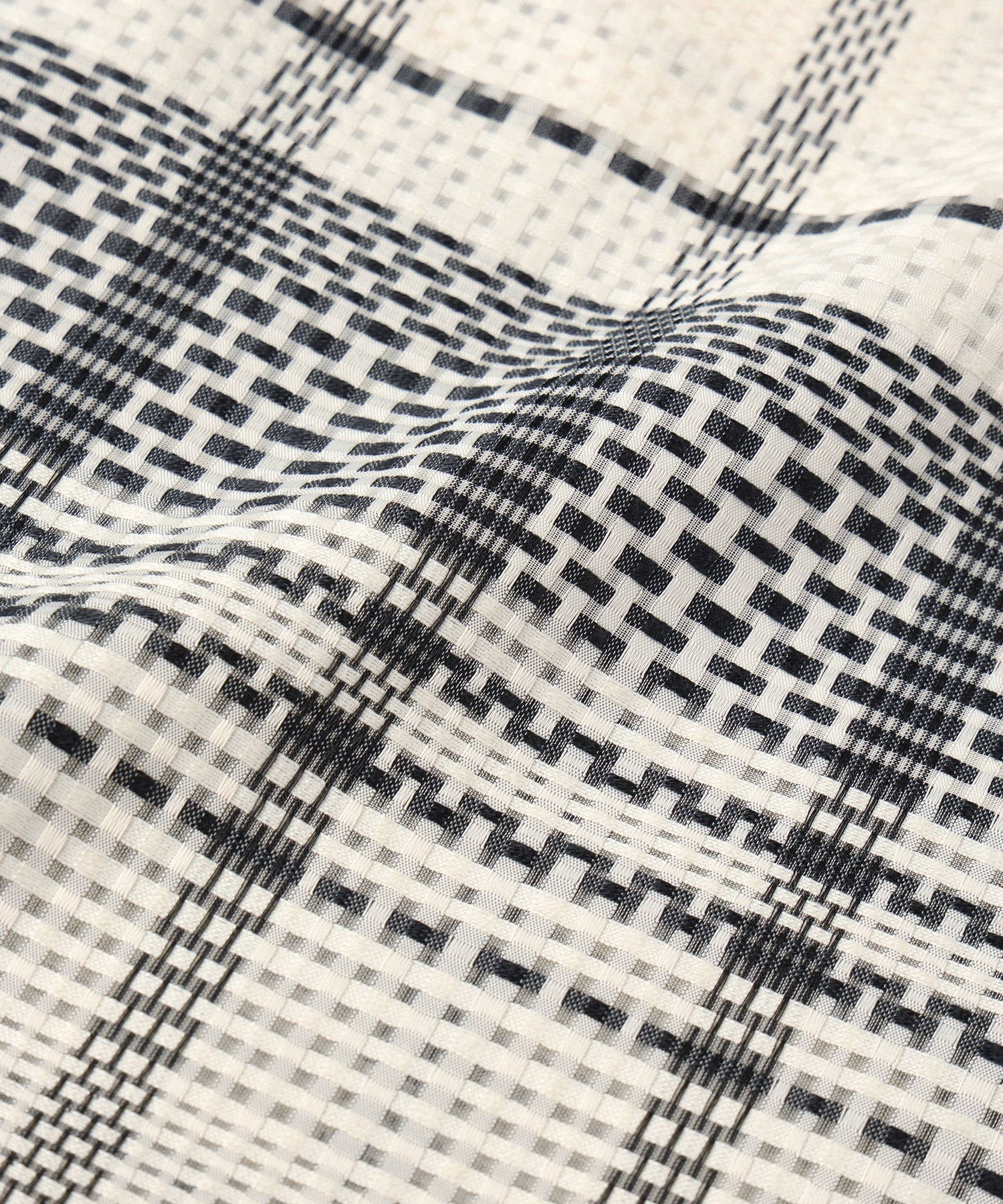 Sheer Tile Check Drawstring Short Sleeve Pullover CULLNI