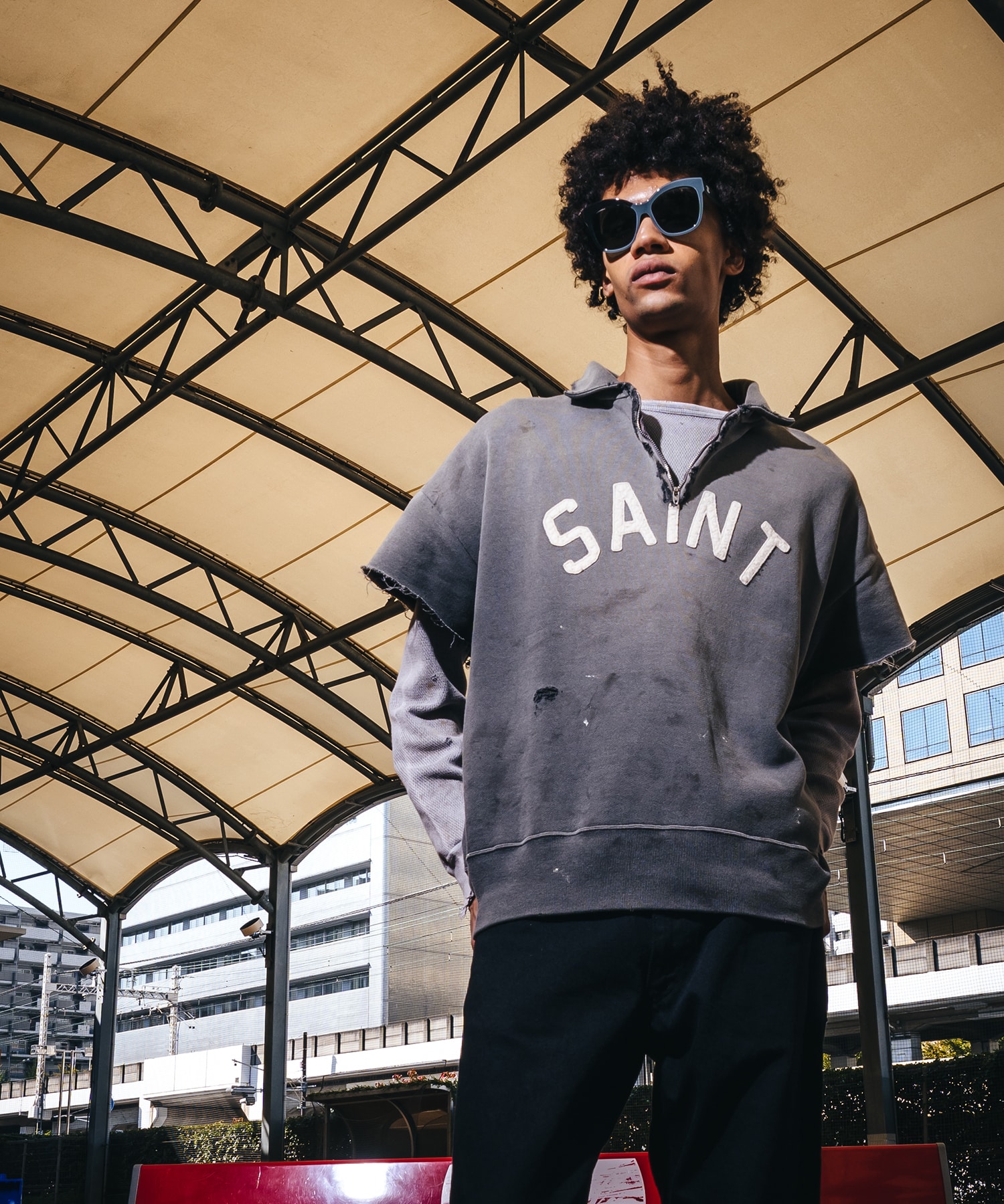 SM-MK8-0000-052/SS HARF ZIP SWEAT/SAINT/CHARCOAL SAINT M××××××