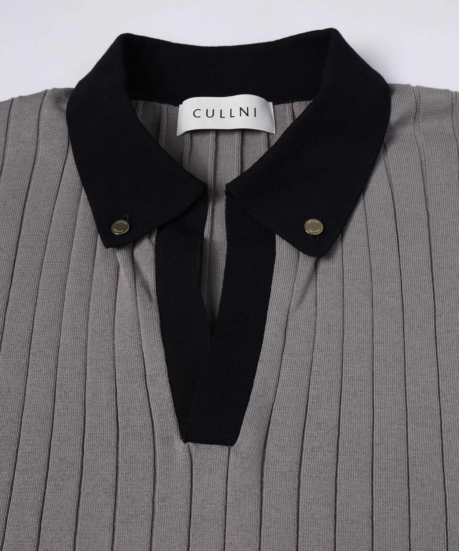 Wide Rib Skipper Collar Short Sleeve Knit CULLNI