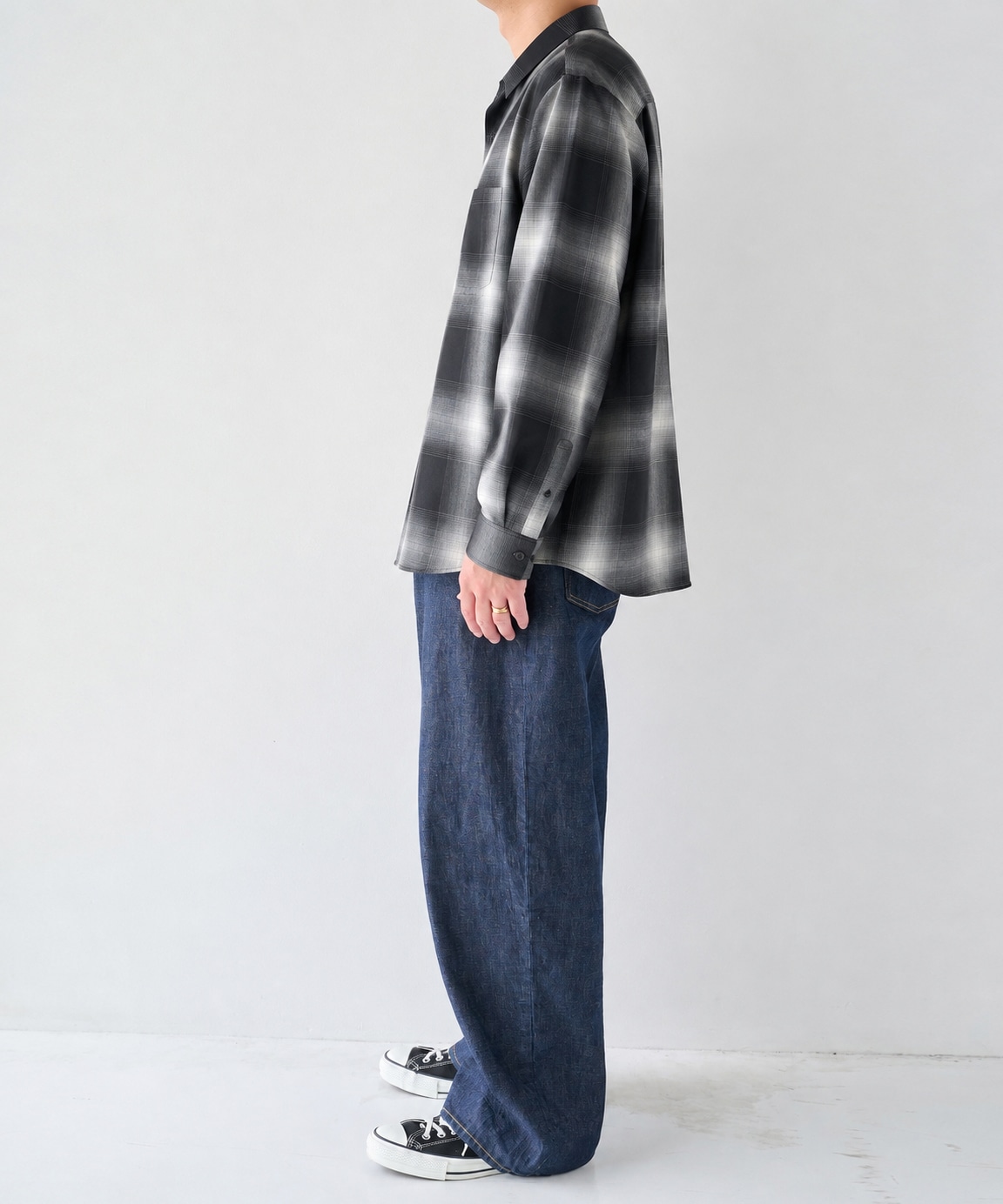 Fine Wool Smooth Check Shirts STUDIOUS