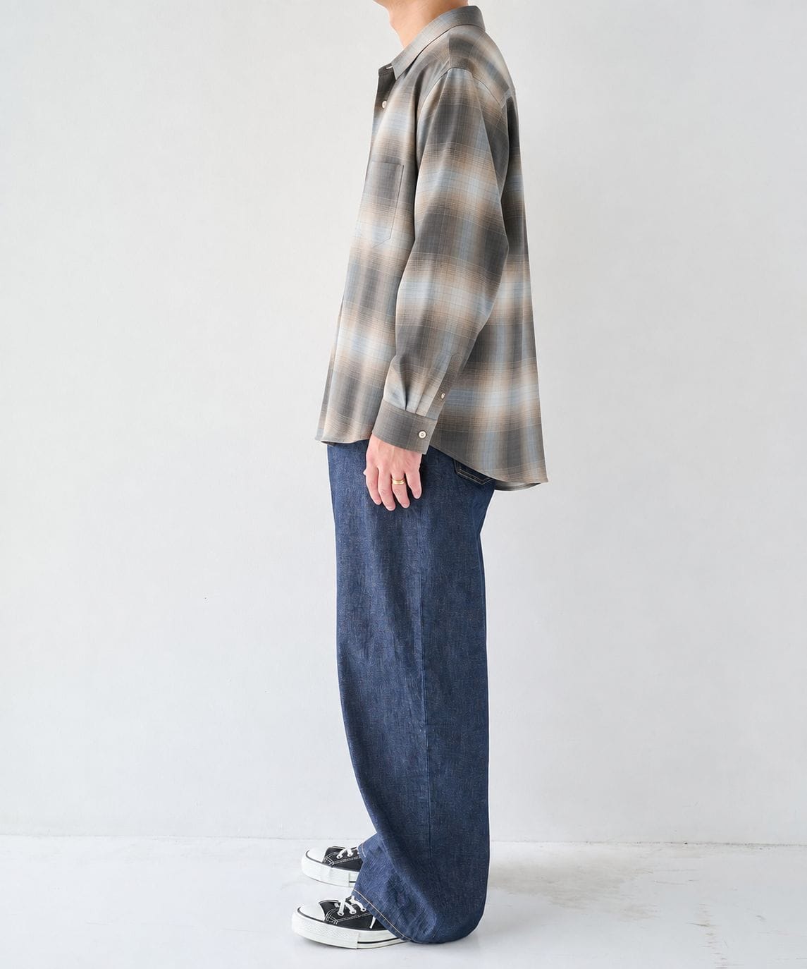 Fine Wool Smooth Check Shirts STUDIOUS