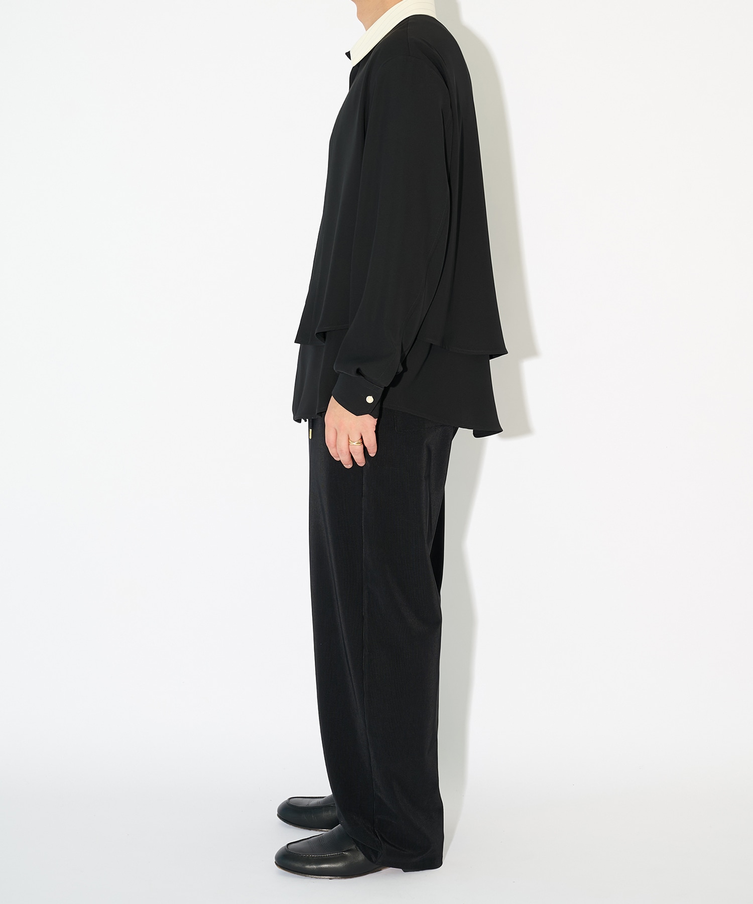 Double Satin Asymmetrical Layered Shirt CULLNI