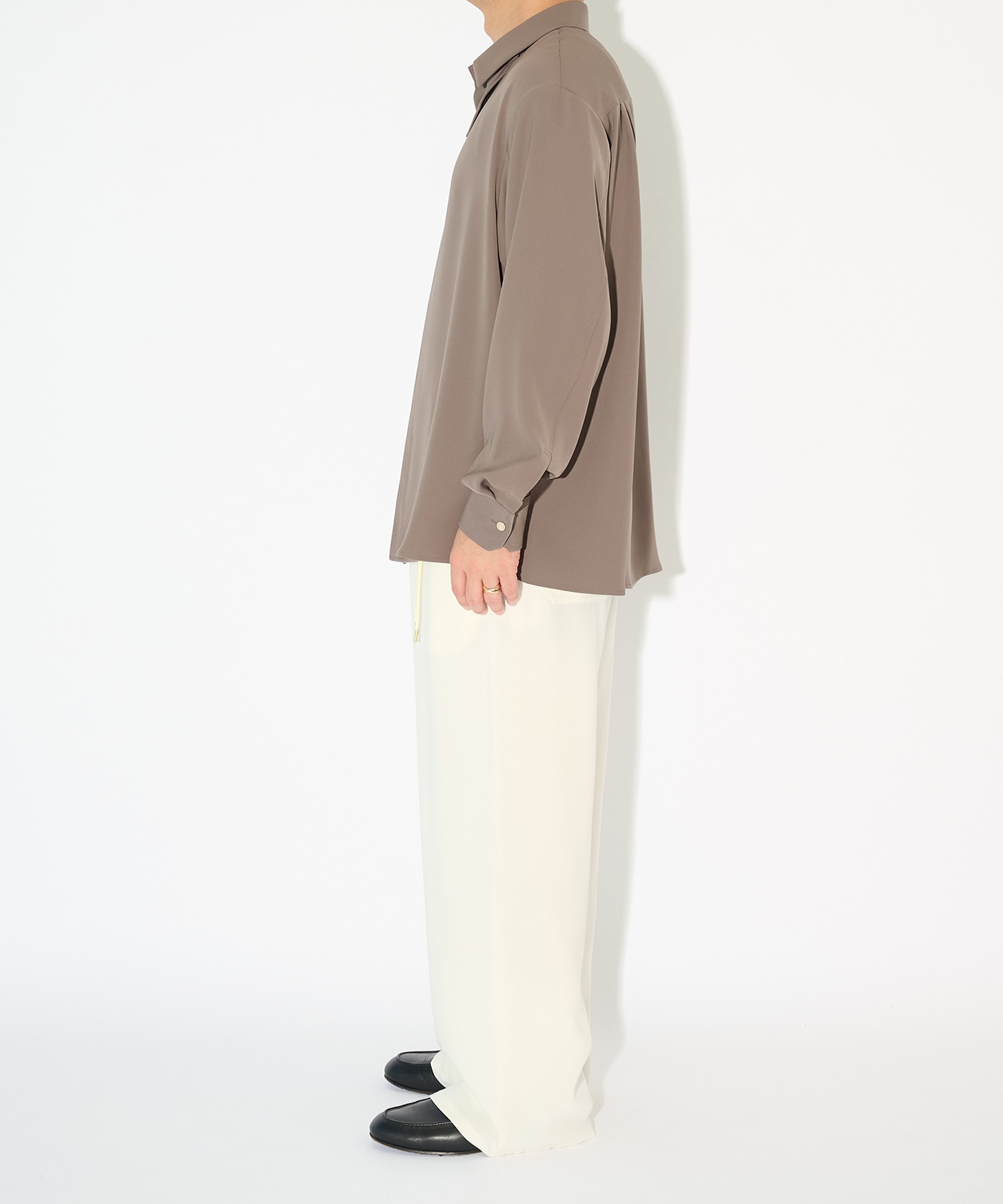Double Satin Minimal Chin Tab Long Sleeve Shirt CULLNI
