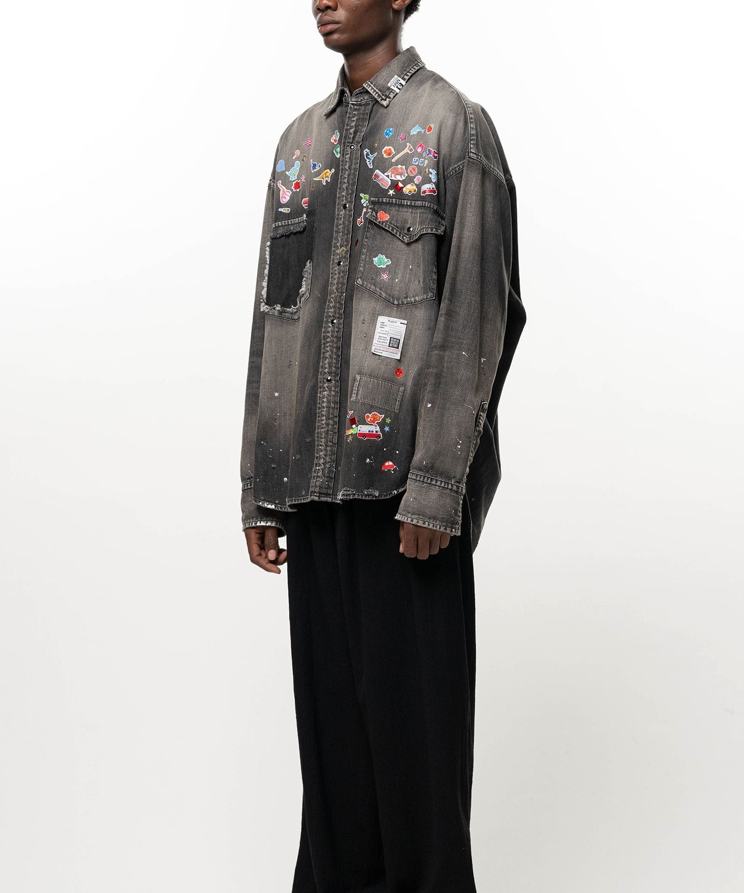 DENIM SHIRTS w STICKER Maison MIHARA YASUHIRO