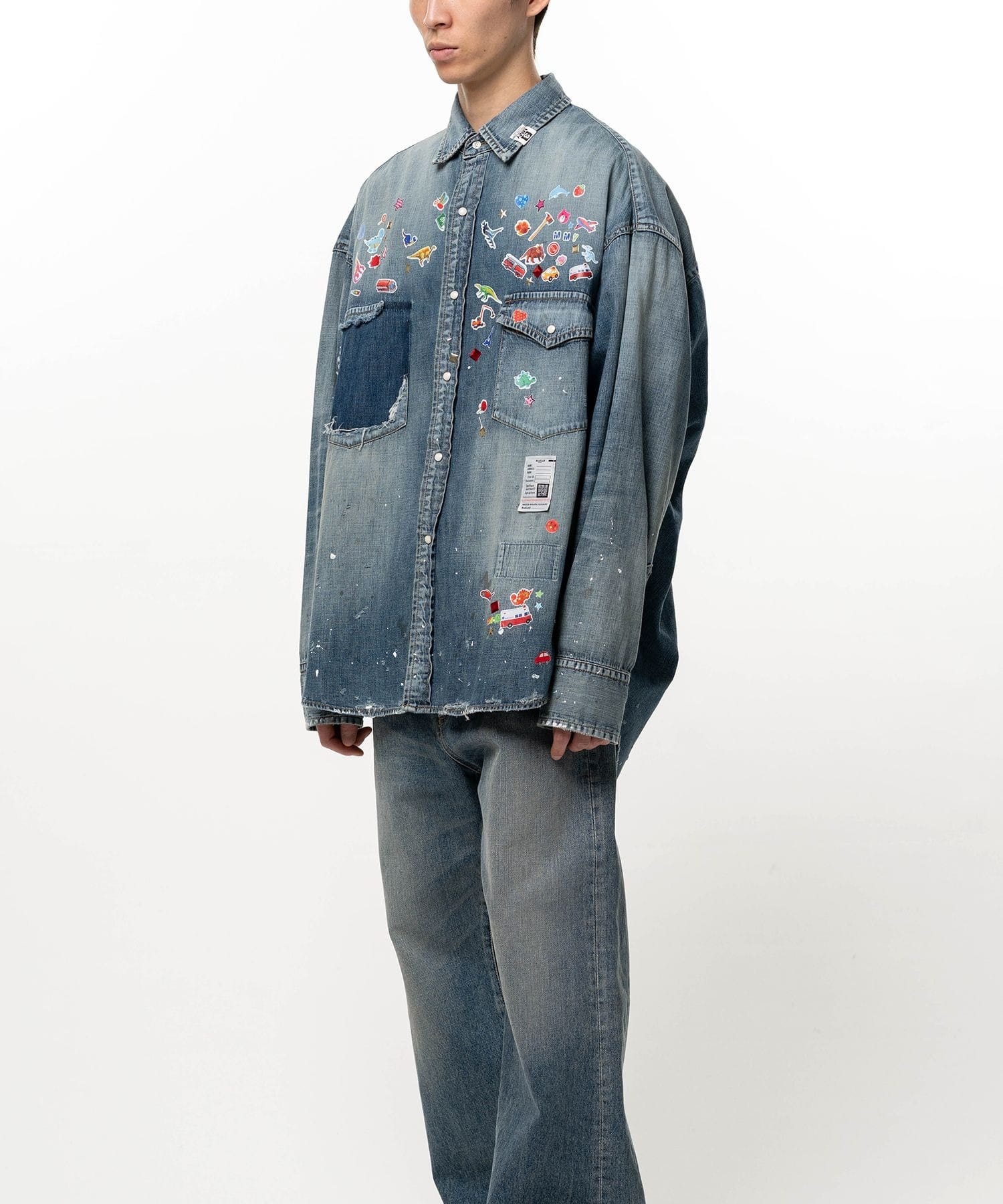 DENIM SHIRTS w STICKER Maison MIHARA YASUHIRO