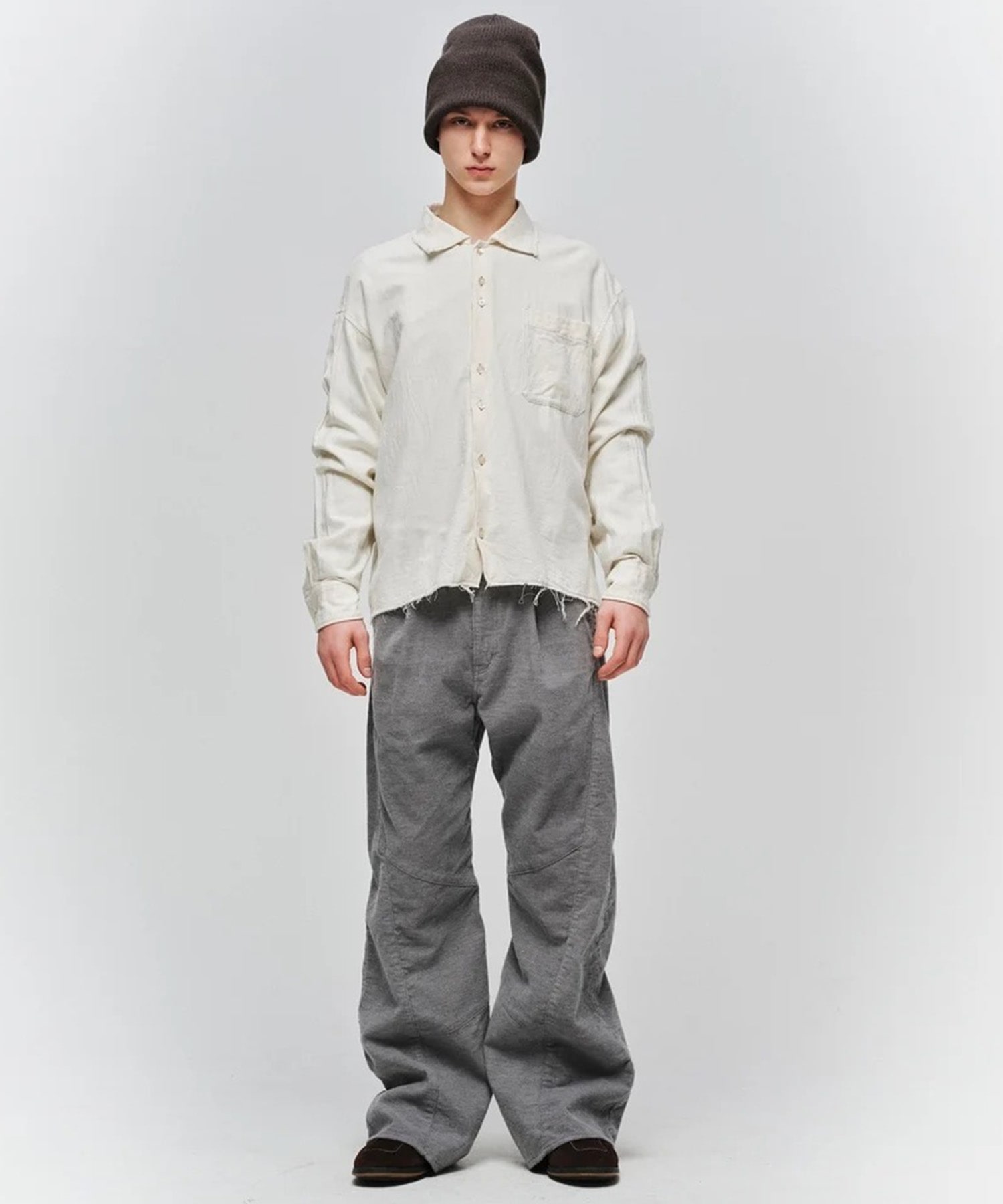 COTTON SILK CUT-OFF SHORT SHIRT JieDa
