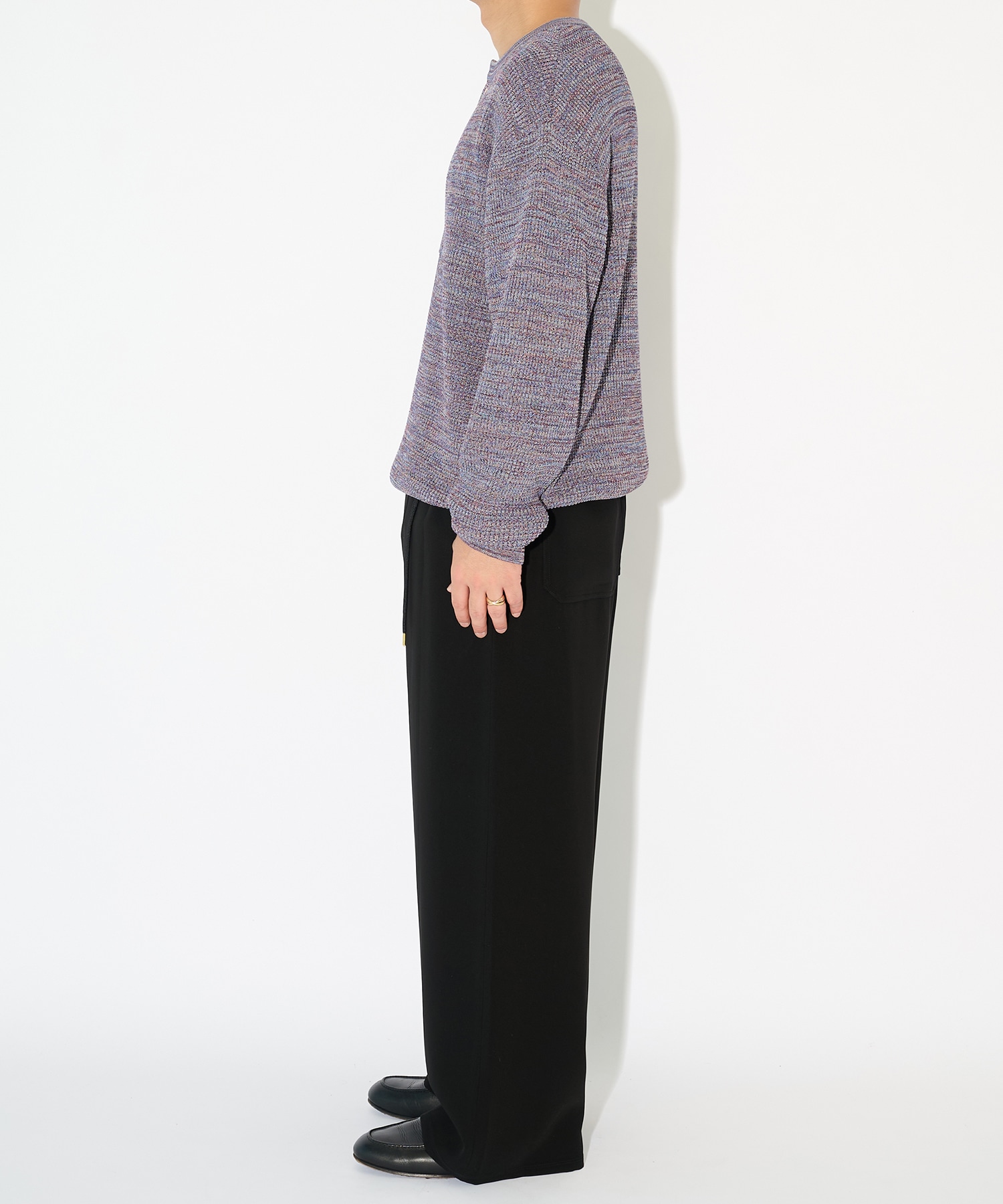 Organic Cotton Waffle Minimal Henley Neck Knit Pullover CULLNI