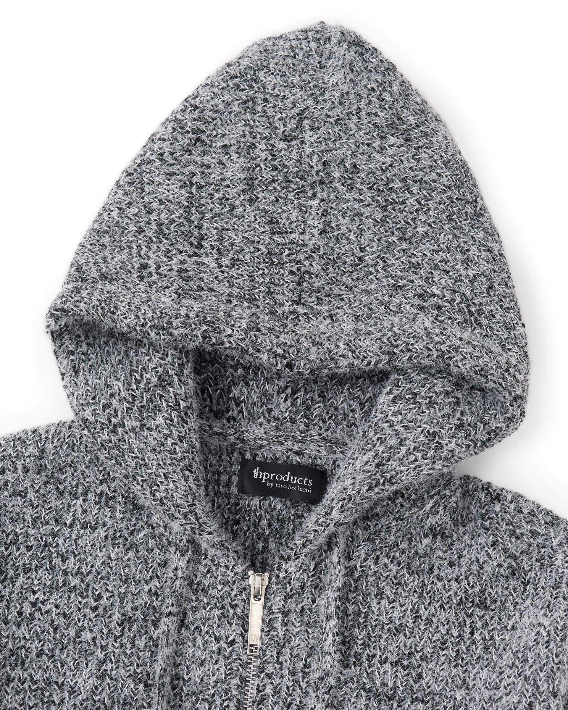 White Nep Full Zip Knit Hoodie th products