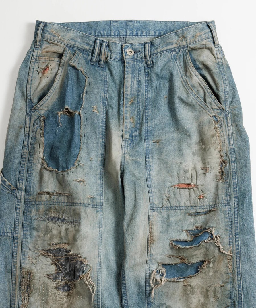 REMAKED DOUBLEKNEE DENIM PAINTER PANTS ANACHRONORM