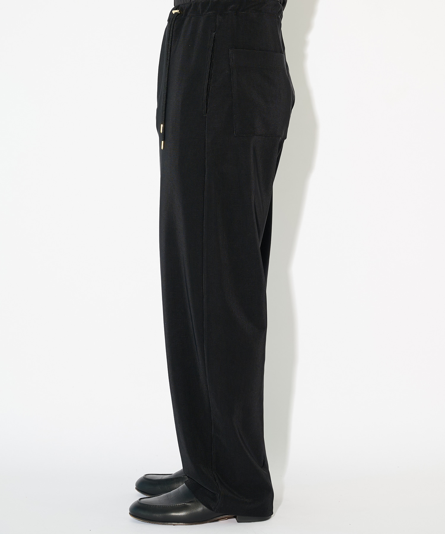 Stretch Fiber Cord Pique Drawstring Wide Pants CULLNI