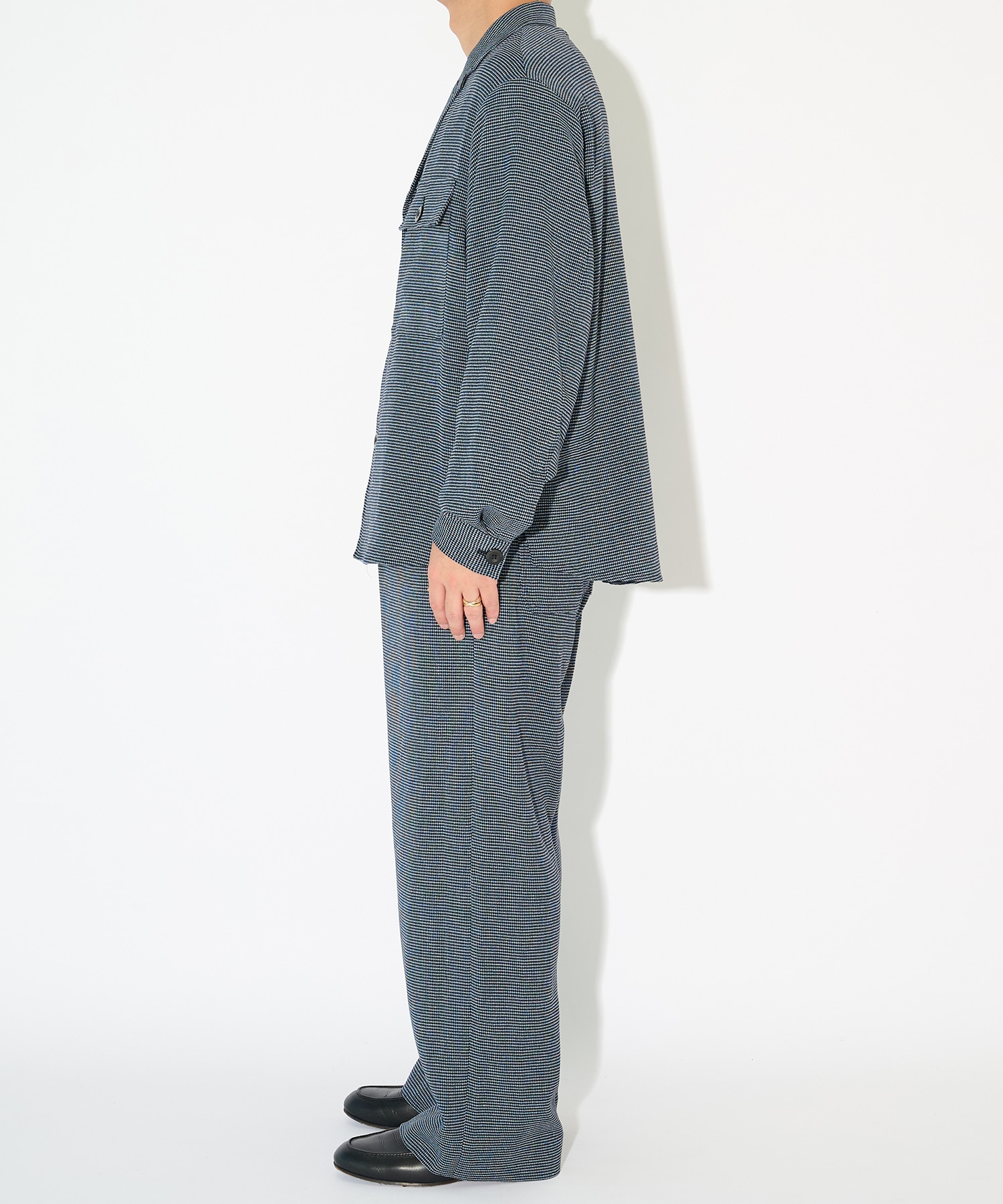 Mix Yarn Mesh Notched Lapel Shirt Blouson CULLNI