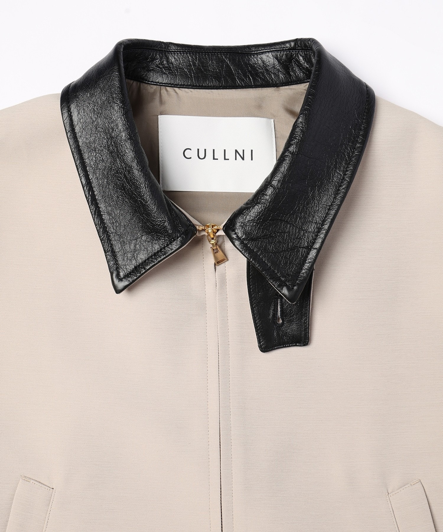 Structuerd Twill Double Cloth Leather Collar Blouson CULLNI