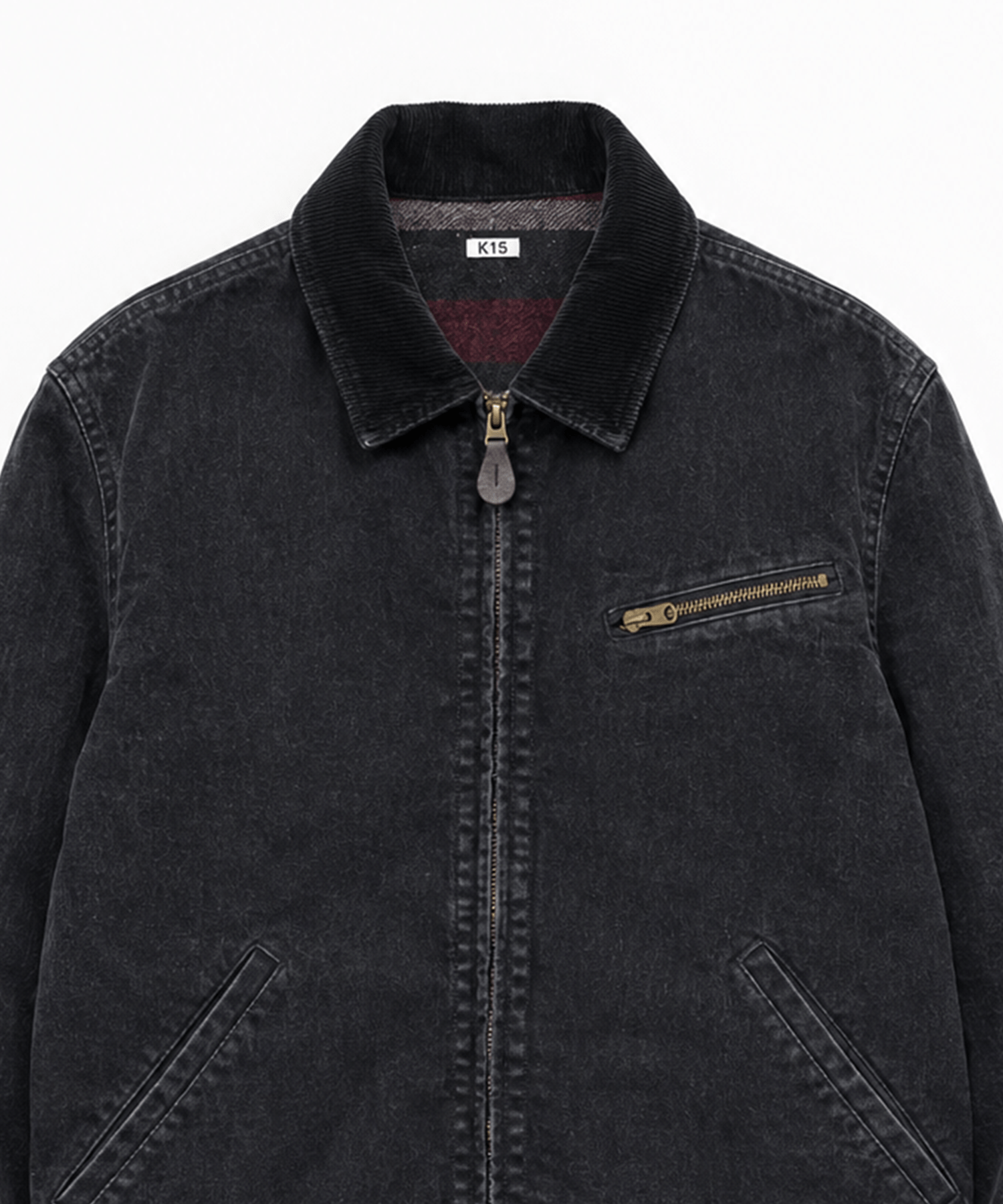 Faded denim zip jakcet KHOKI