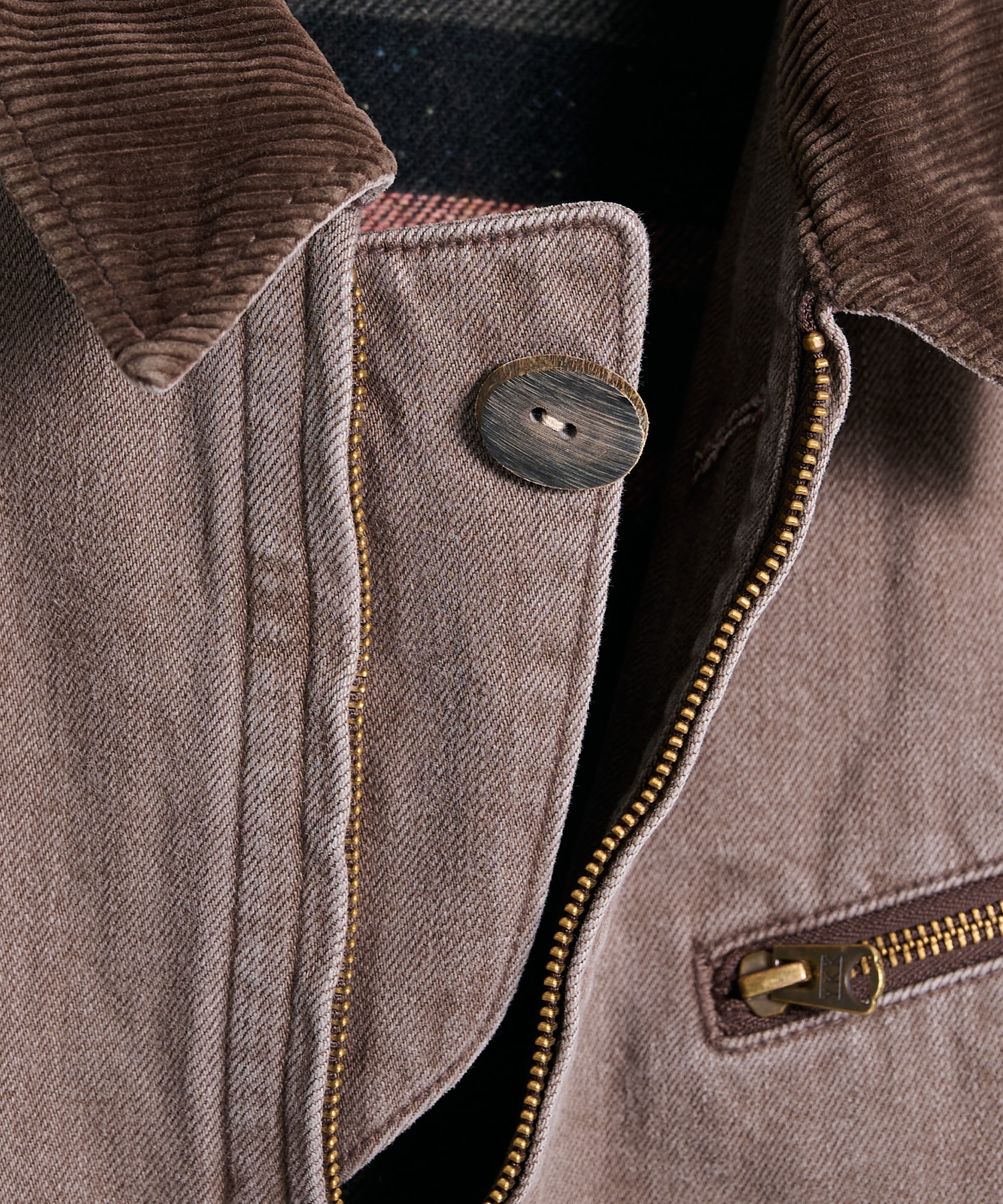 Faded denim zip jakcet KHOKI