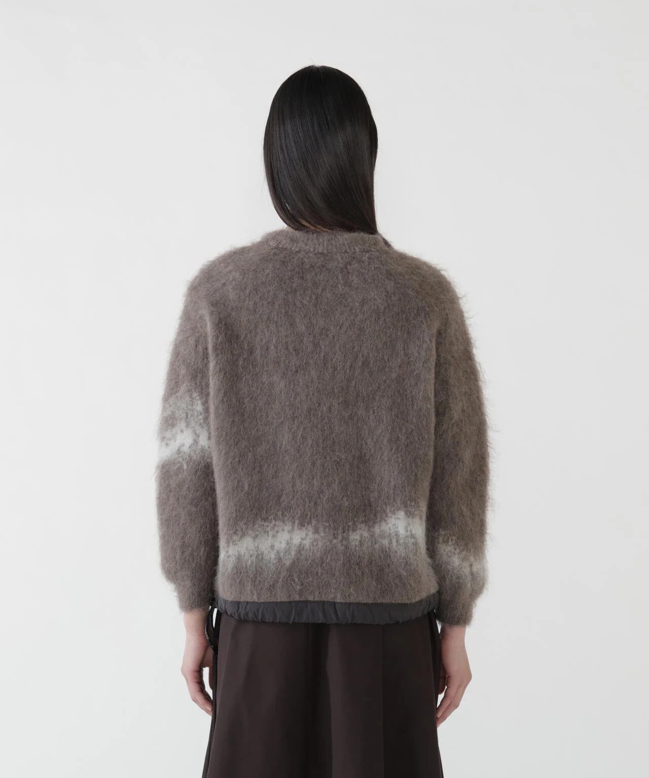 jacquard shaggy knit crew neck and wander