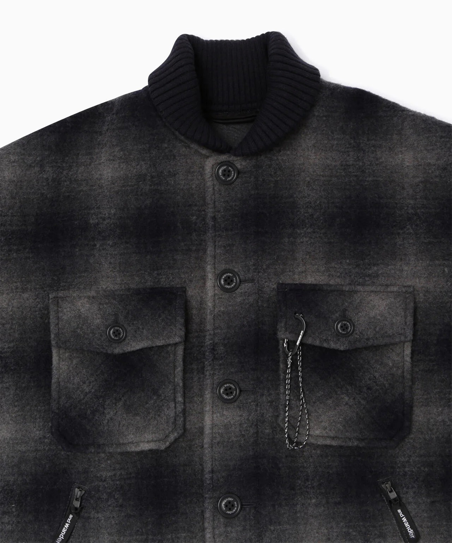 wool shaggy check jacket long and wander