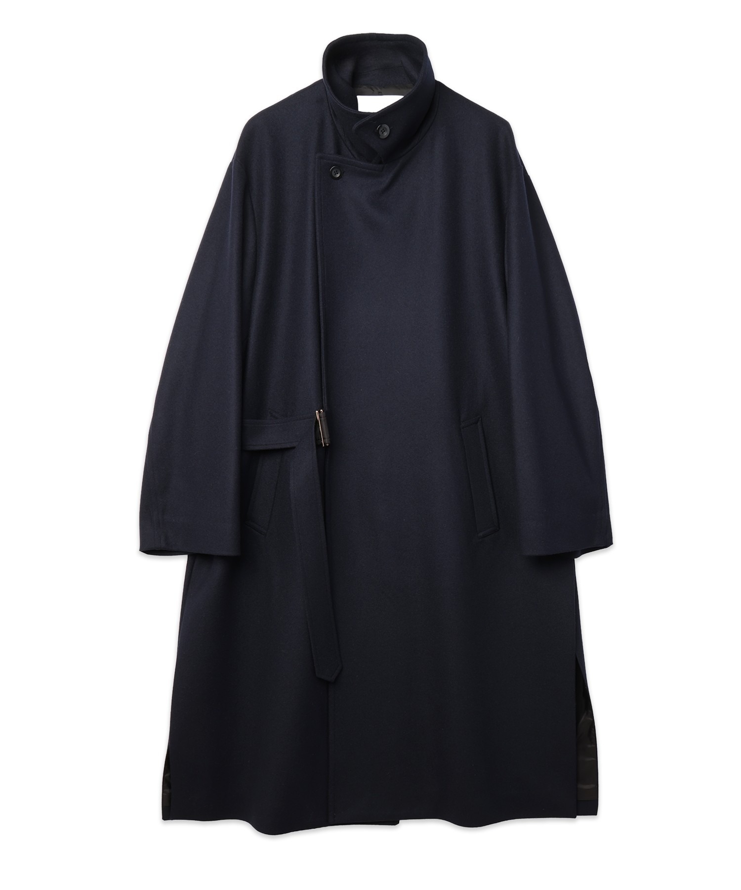 Signature Melton Minimal Tie Locken Long Coat CULLNI