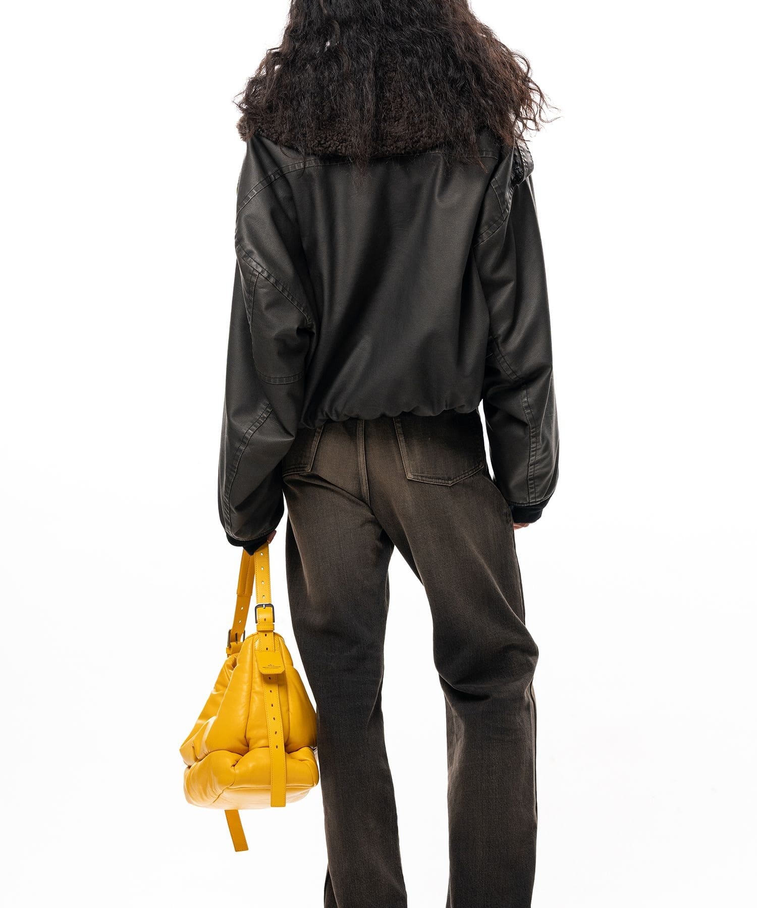 DETACHABLE COLLAR FAUX LEATHER BLOUSON Maison MIHARA YASUHIRO