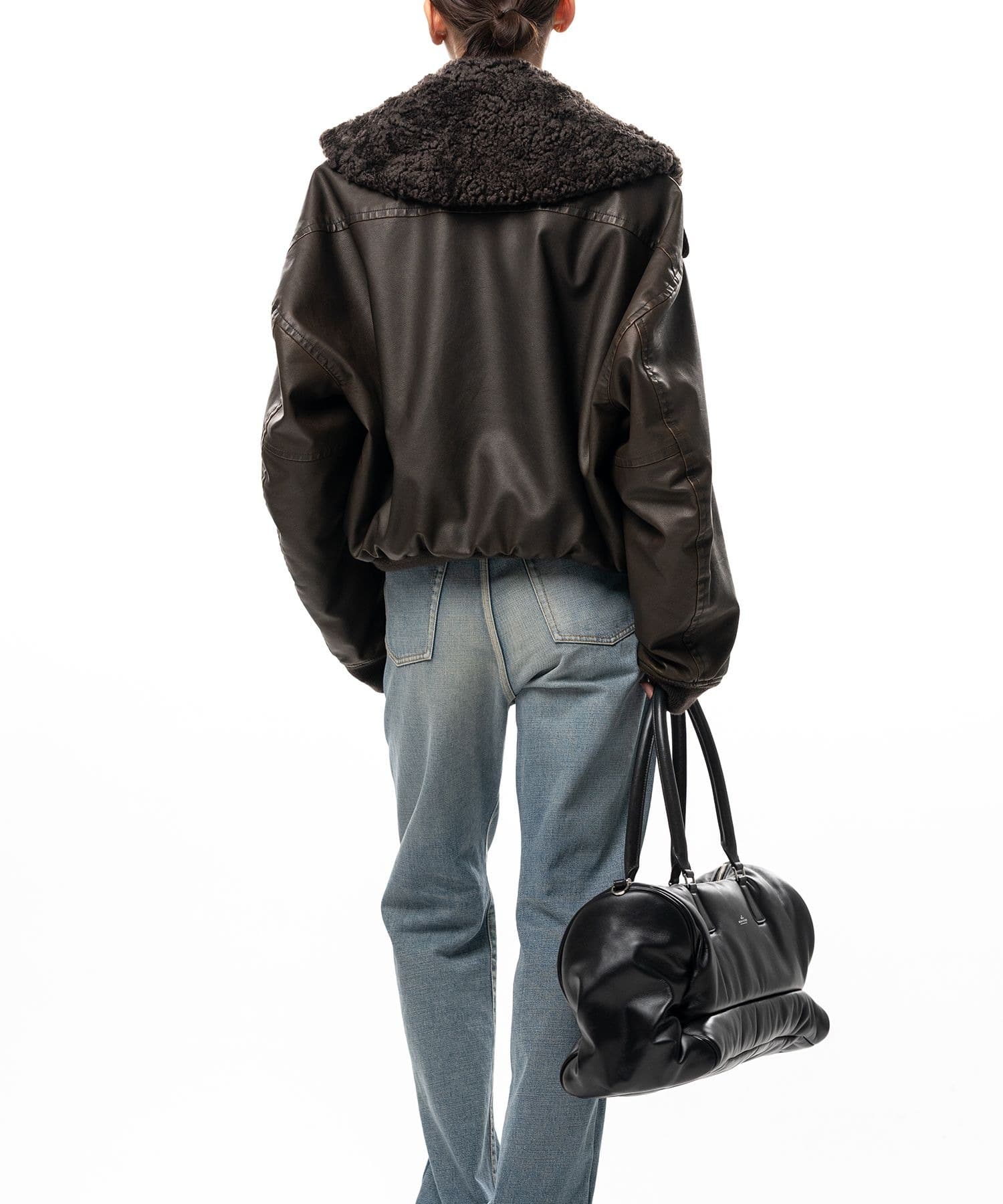DETACHABLE COLLAR FAUX LEATHER BLOUSON Maison MIHARA YASUHIRO