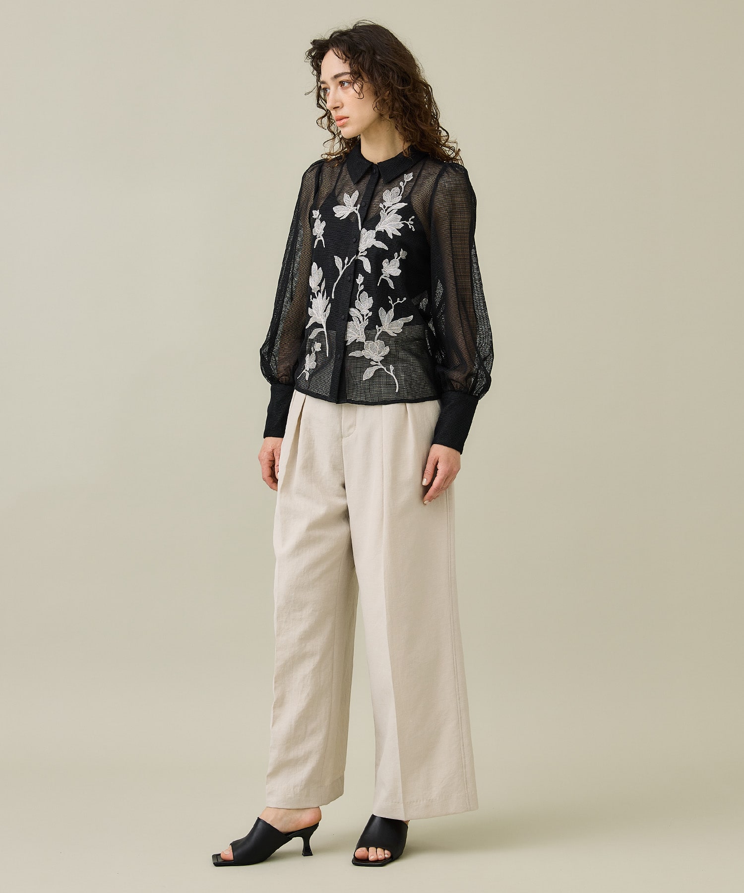 ameri アメリ ADALEE EMBROIDERY MESH BLOUSE - nstt.fr