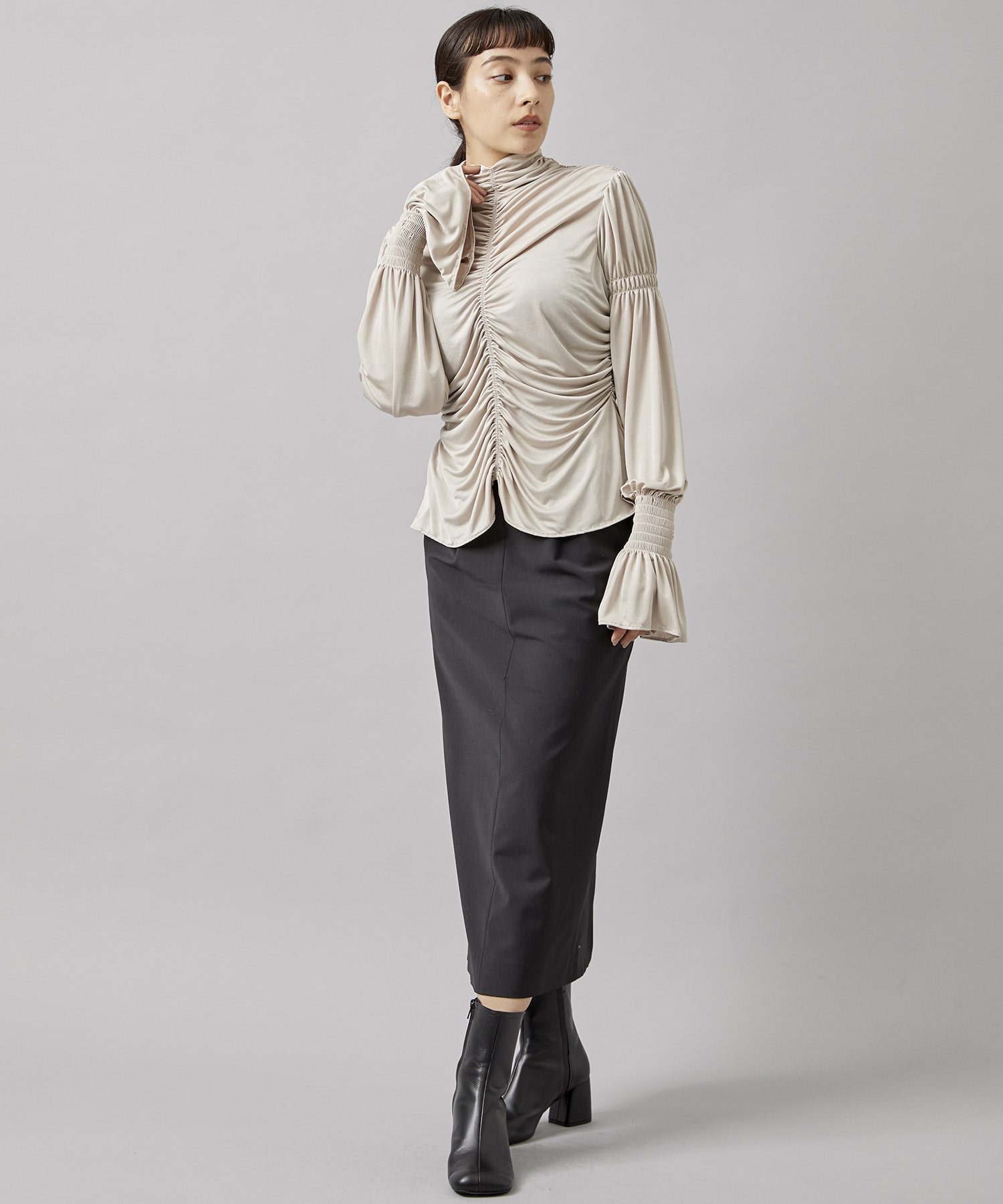 fetico Gathered Twill Blouse