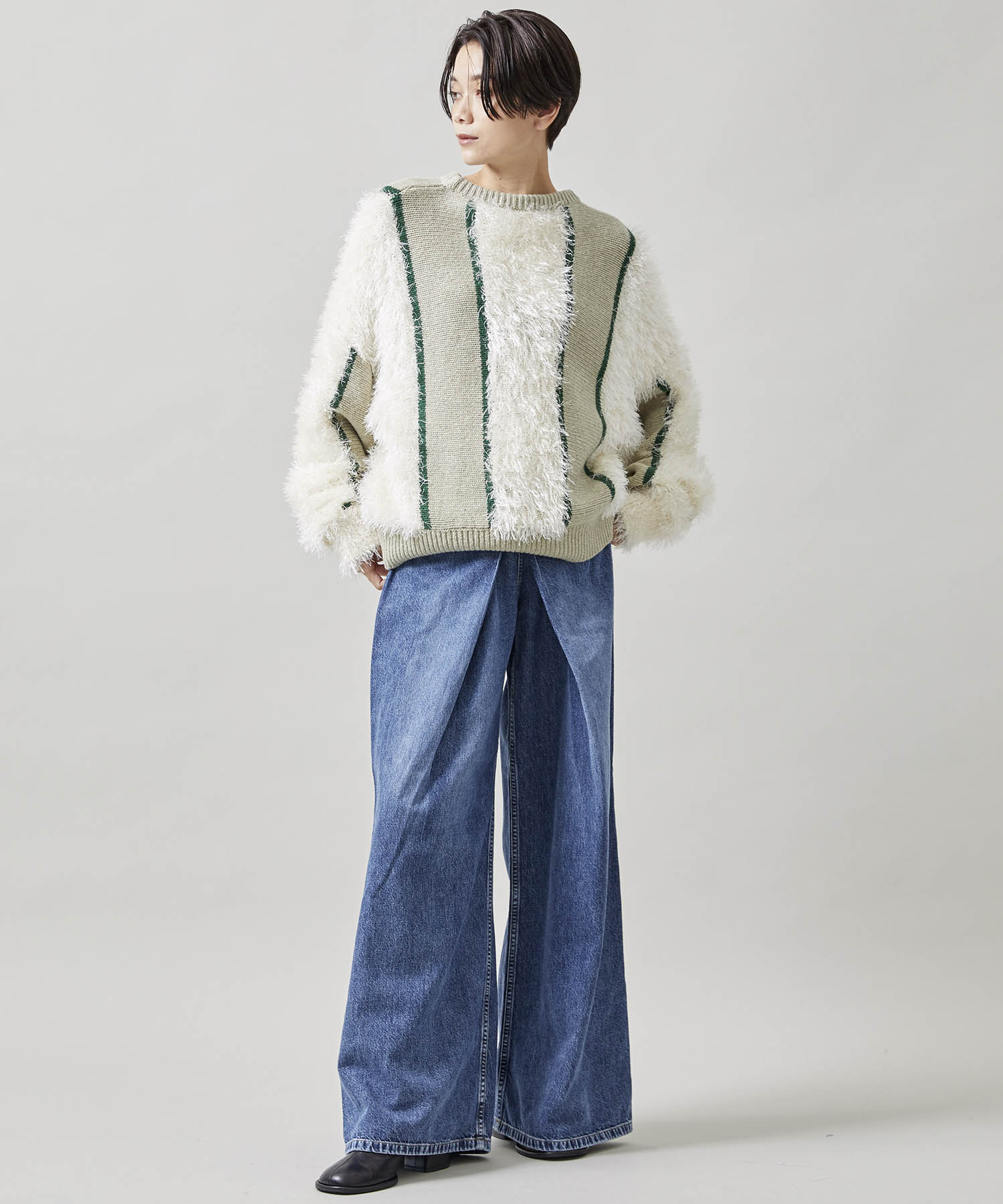 ウォッシュドデニムワイドパンツ JOHN LAWRENCE SULLIVAN