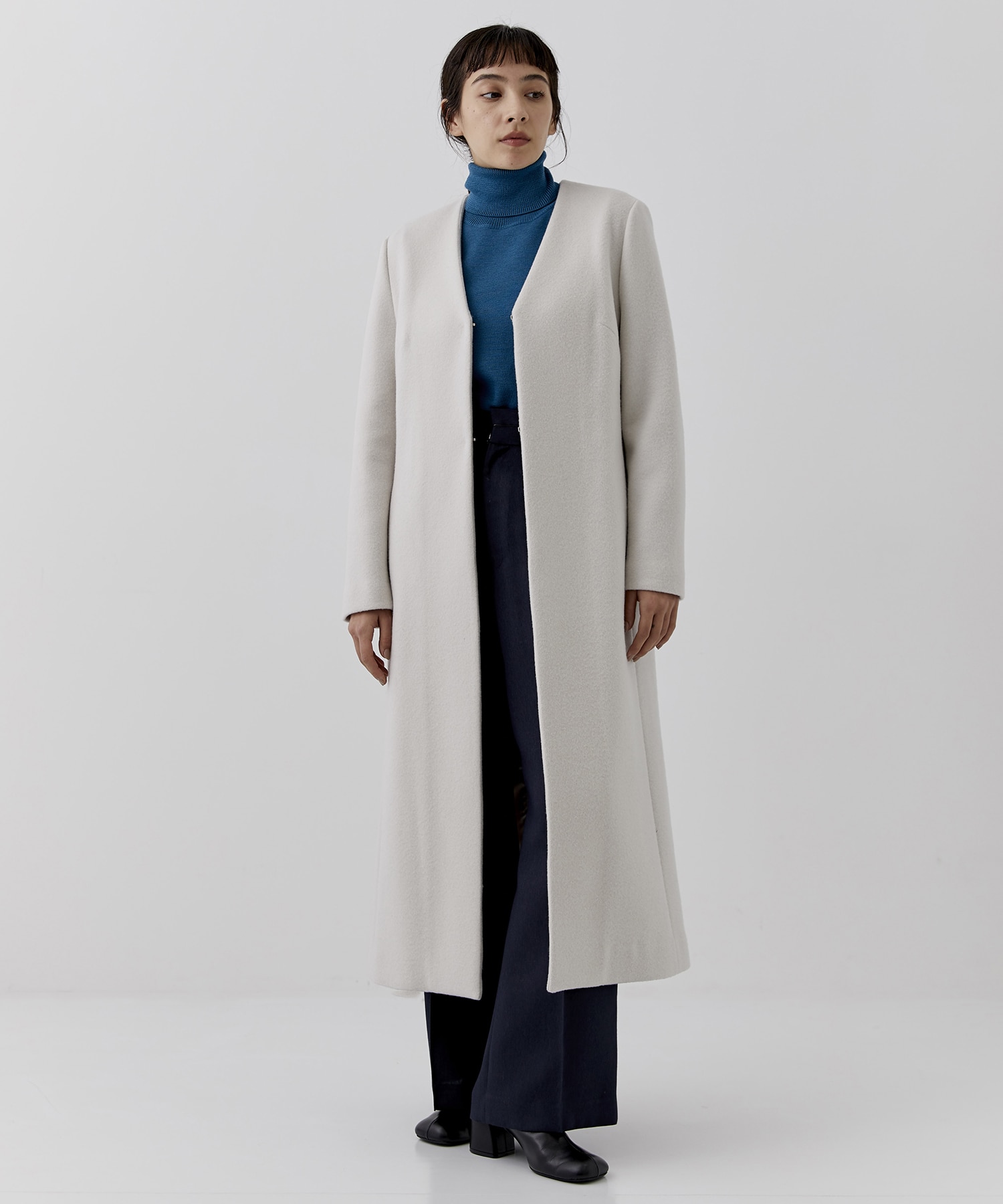 〈CITY〉SUPER120ベルトマークノーカラーコート STUDIOUS