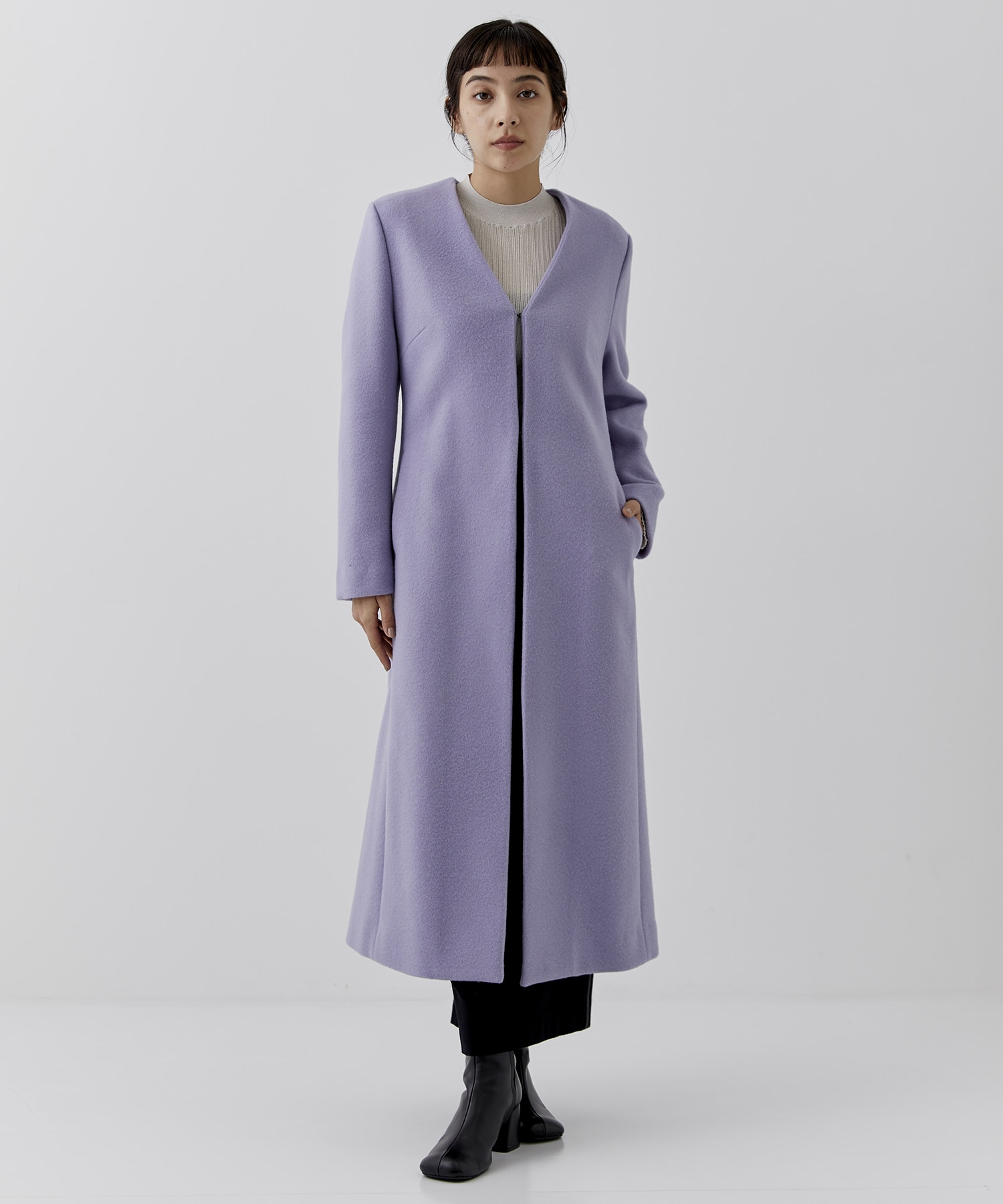 〈CITY〉SUPER120ベルトマークノーカラーコート STUDIOUS