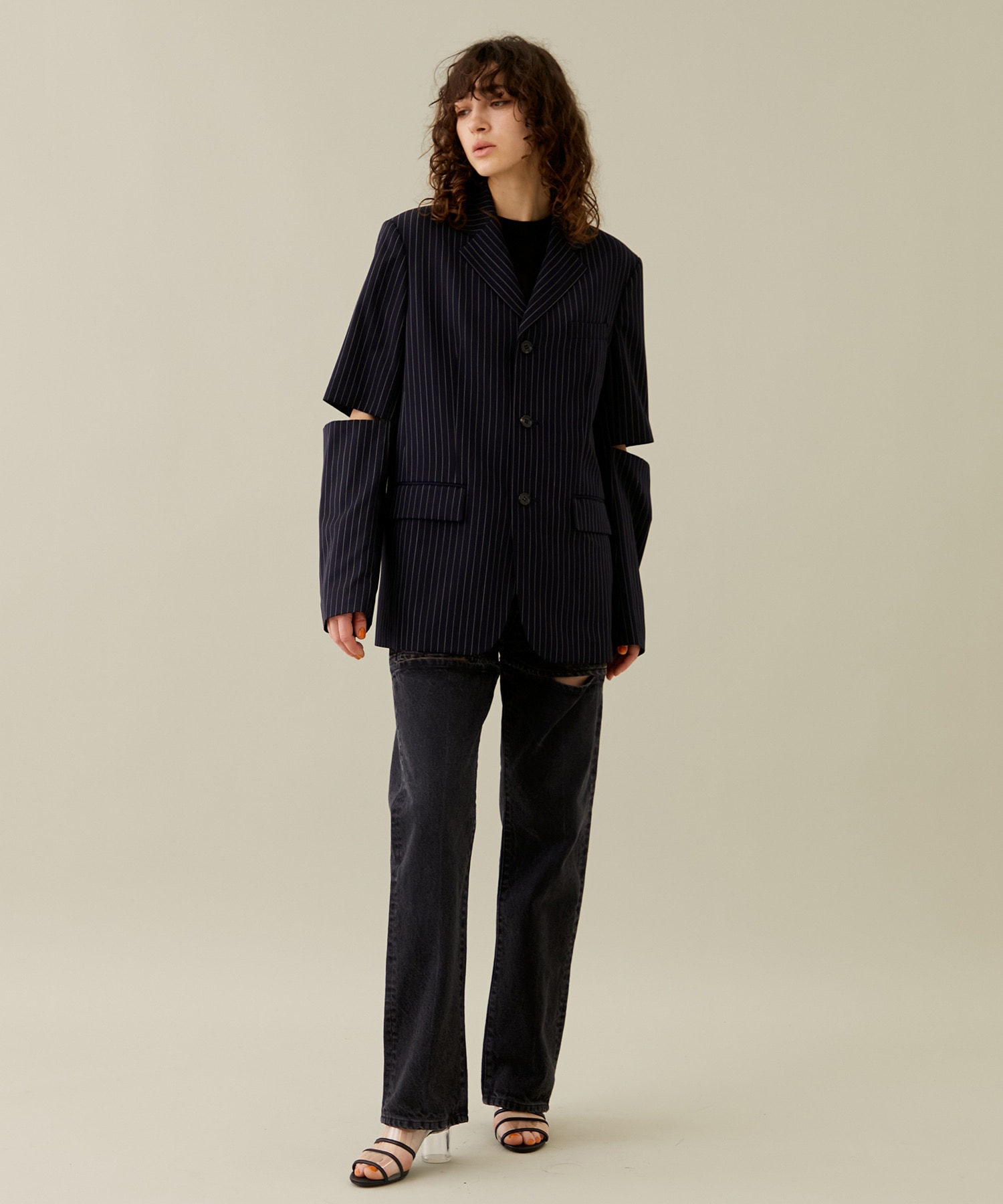 Stripe Sleeve Slit Jacket INSCRIRE
