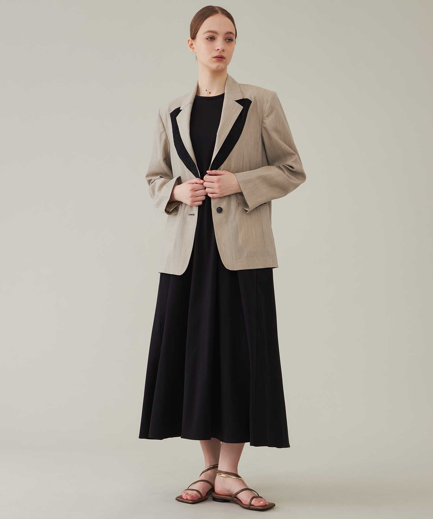 SUMMER WOOL LAYERED LAPEL JACKET CINOH