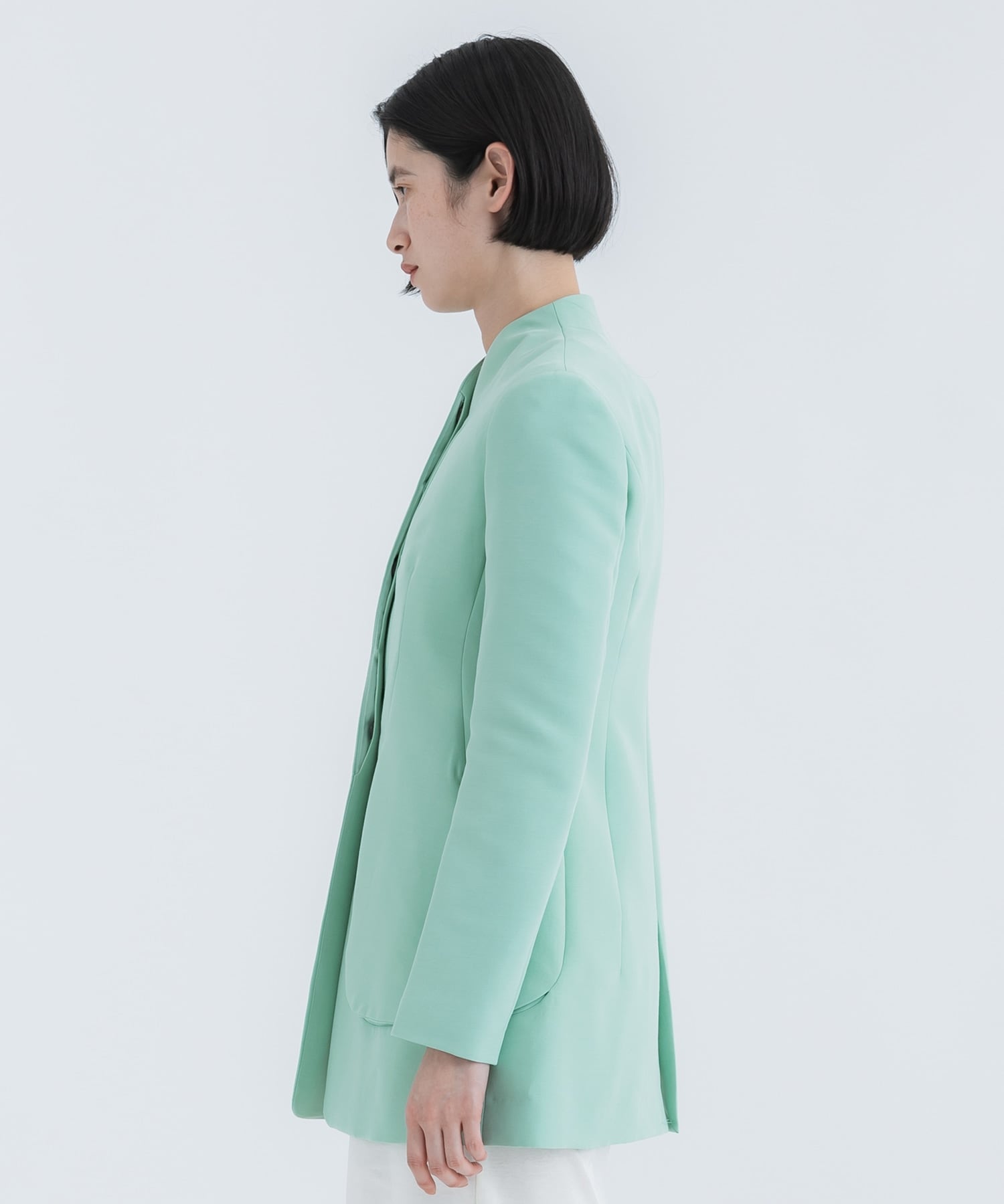 Silk Wool Double Stand Collar Jacket Mame Kurogouchi