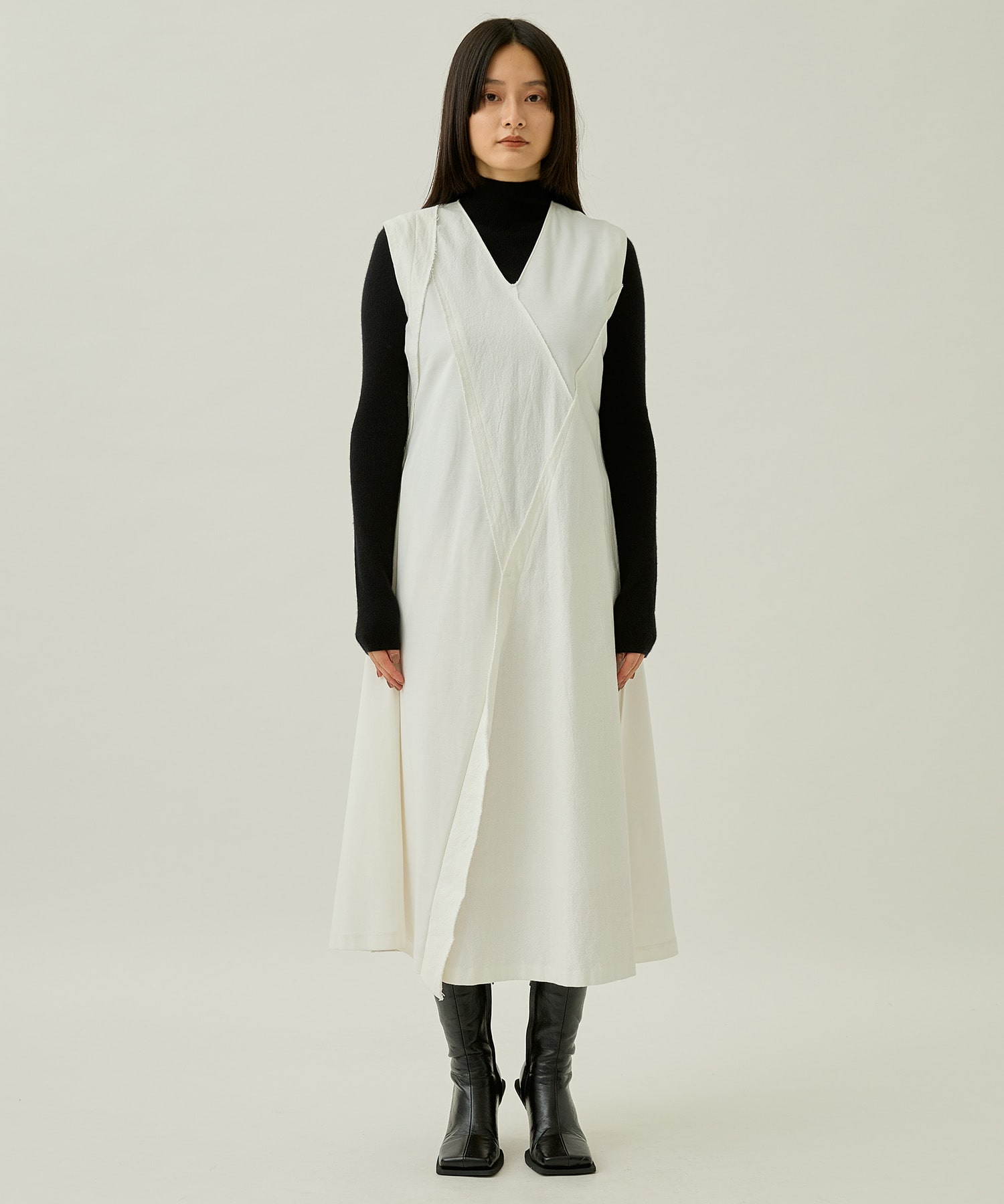 Iris combi tex jersey dress OW(1 OFF WHITE): AKIRANAKA: WOMENS