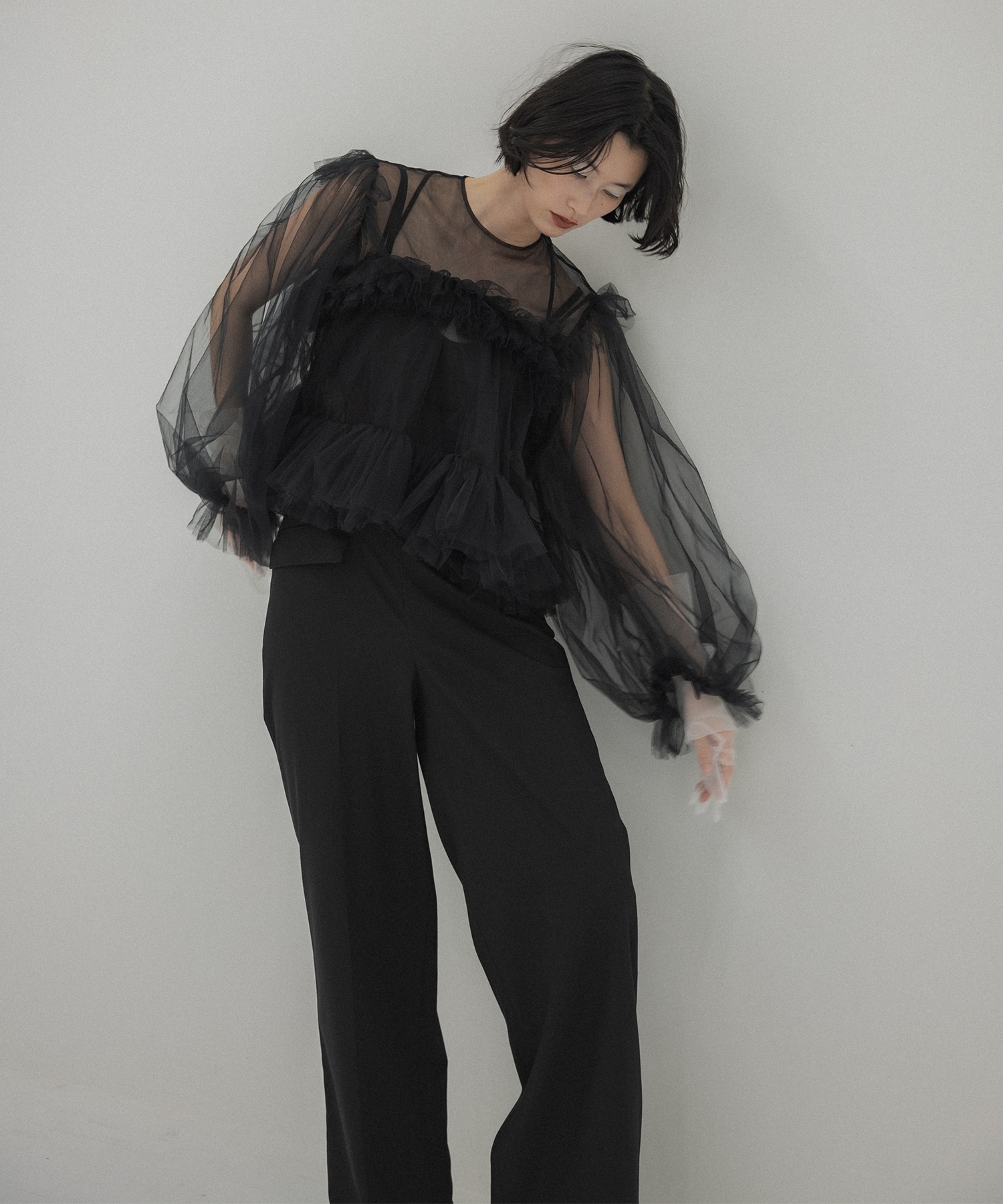 Puff Sleeve Tulle Top(M BLACK): VIVIANO: WOMENS｜ STUDIOUS ONLINE