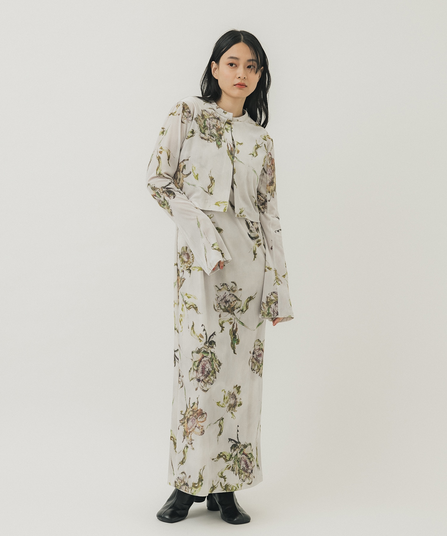 生地の厚さ普通DRY FLOWER VELOUR DRESS