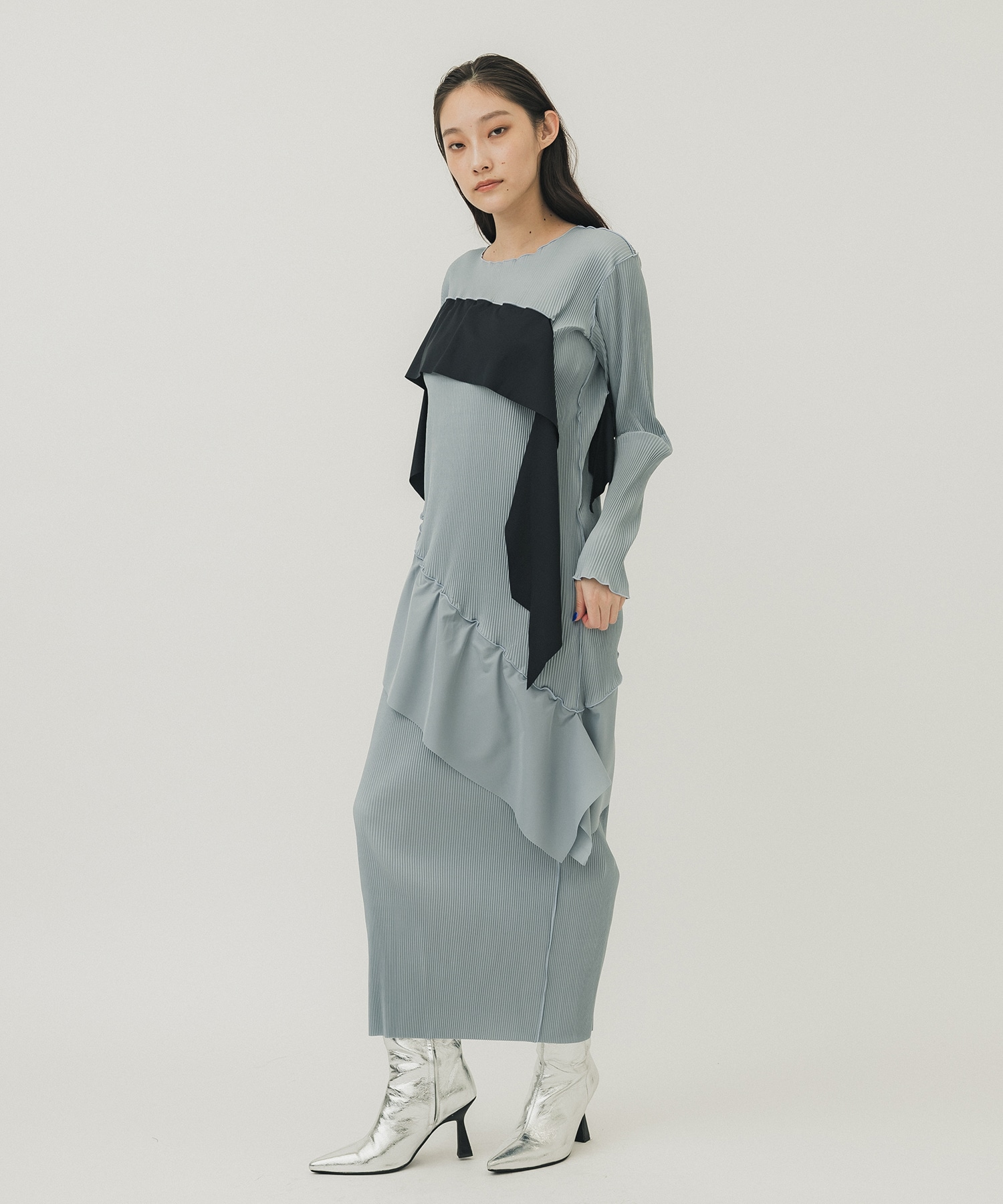 Todo wave long sleeve dress(FREE GREY): kotohayokozawa: WOMENS