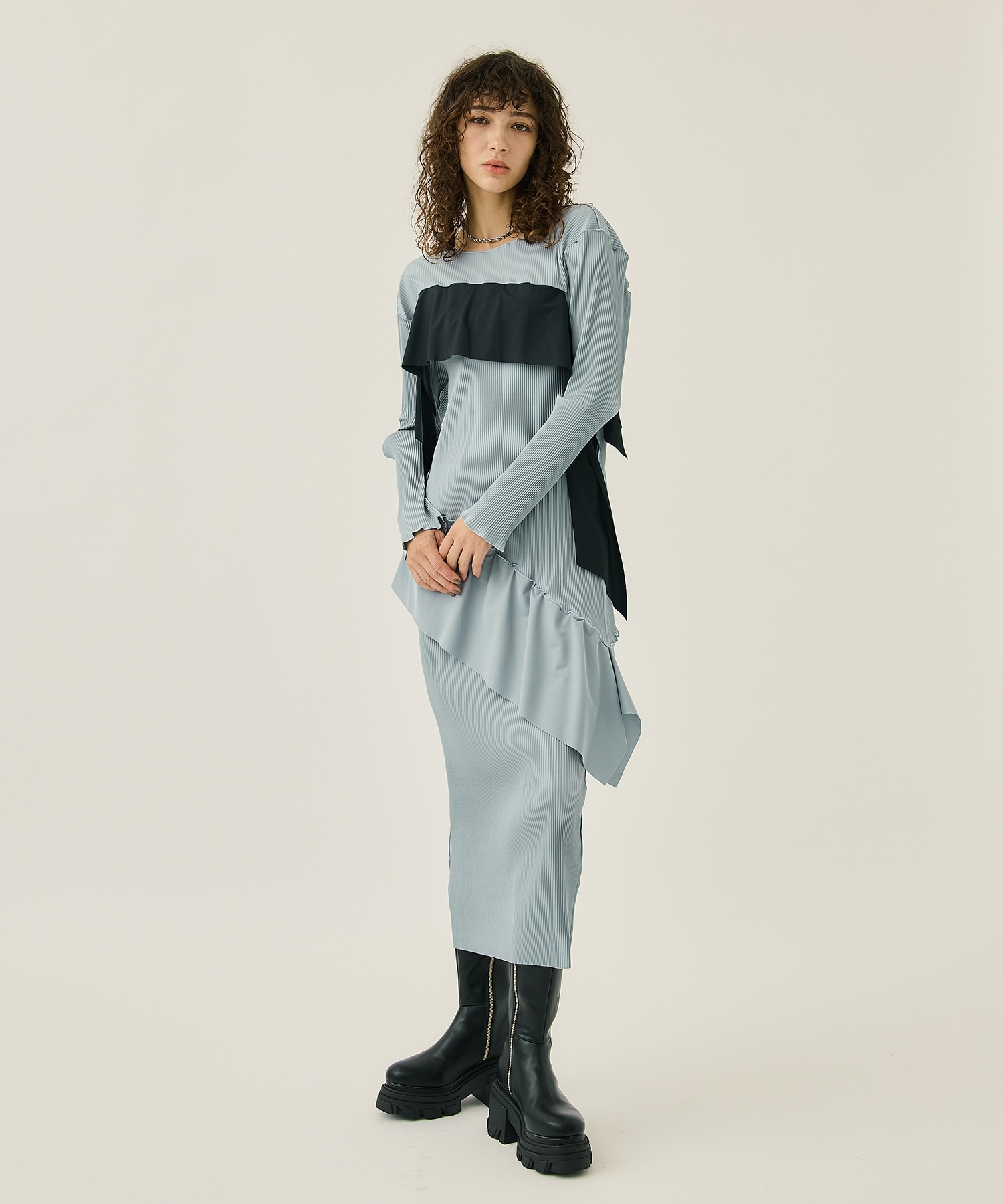 Todo wave long sleeve dress(FREE GREY): kotohayokozawa: WOMENS